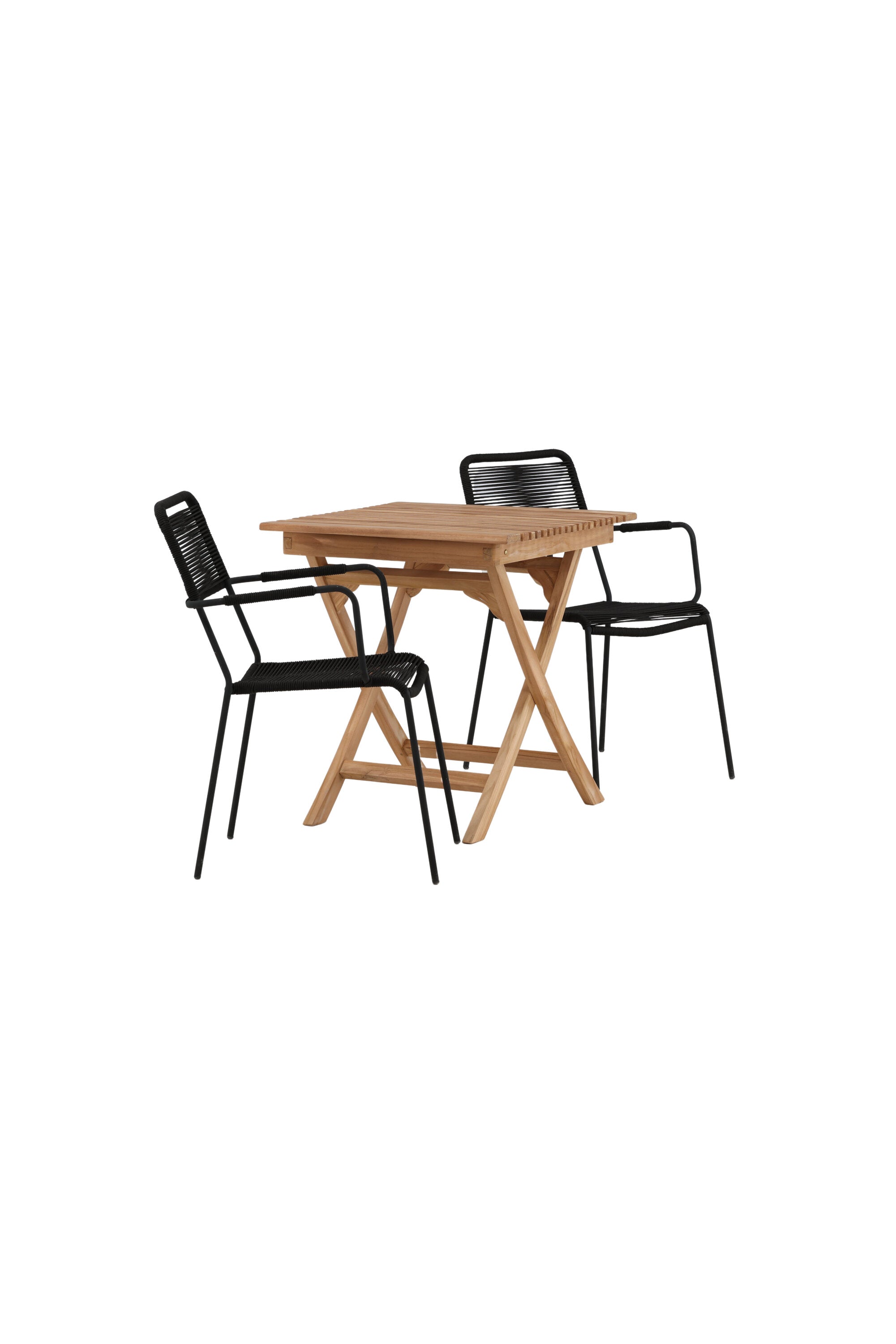 Ghana Outdoor-Tischset + Lindos Armchair 70cm/2St. in Schwarz präsentiert im Onlineshop von KAQTU Design AG. Gartentischset ist von Venture Home