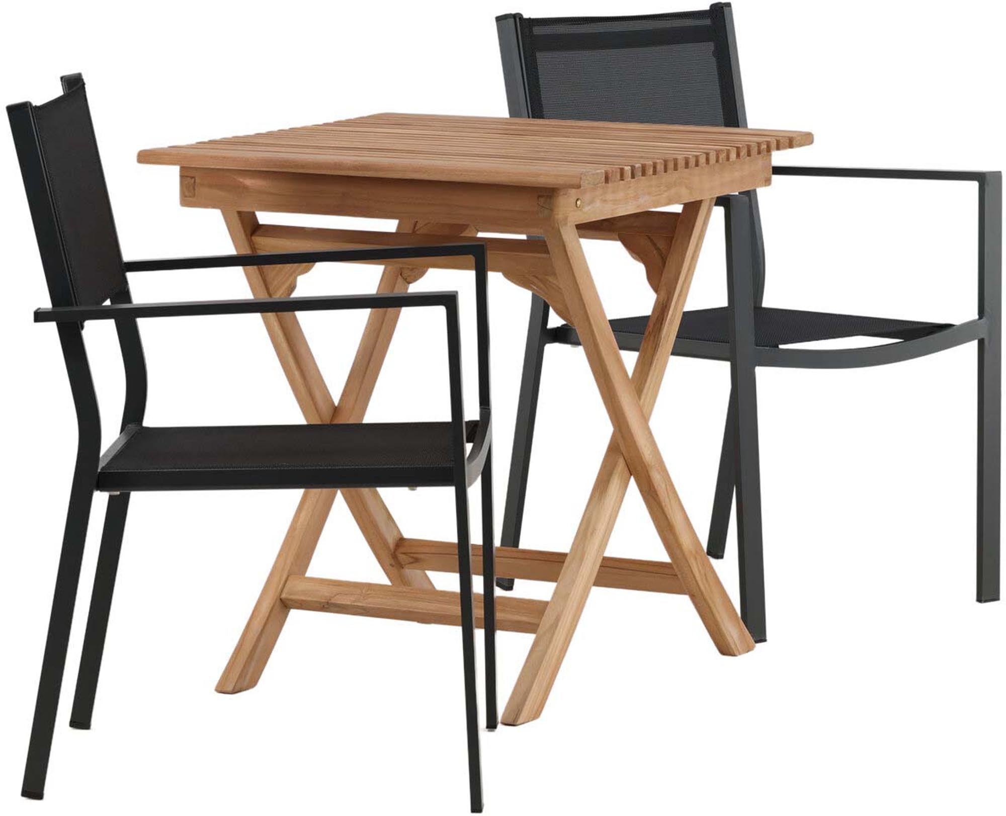 Entdecken Sie das Ghana Outdoor-Tischset mit Copacabana-Stühlen – stilvoll, wetterfest und perfekt für gesellige Sommerabende im Freien.