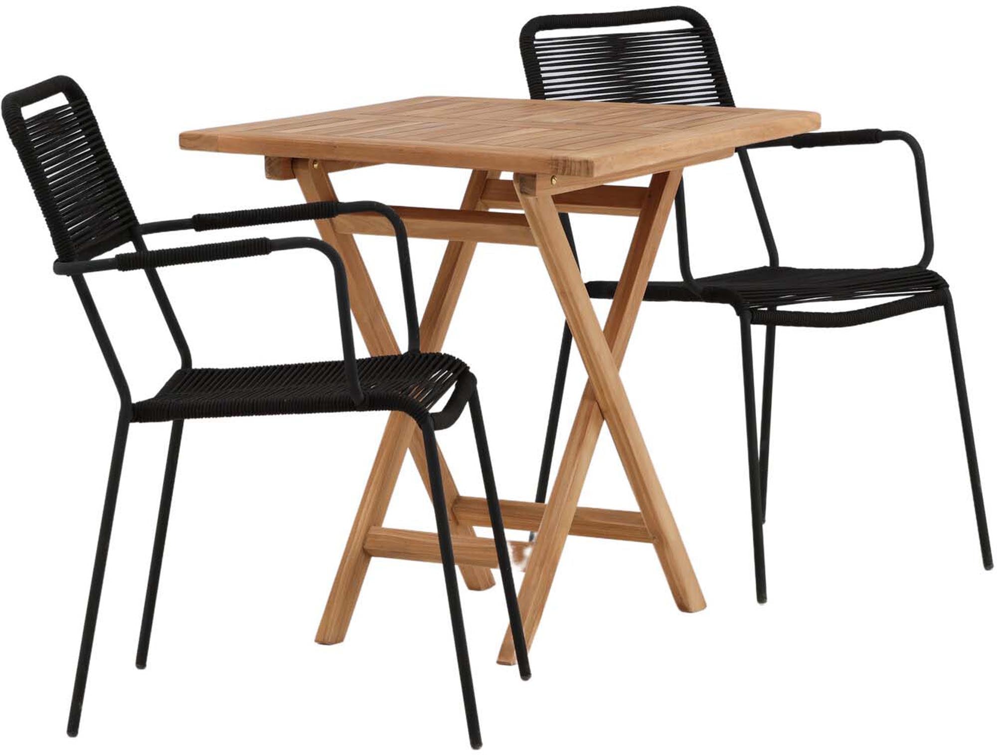 Stilvolles Kenya Tischset 70cm, 2 Stühle, perfekt für Garten & Balkon.