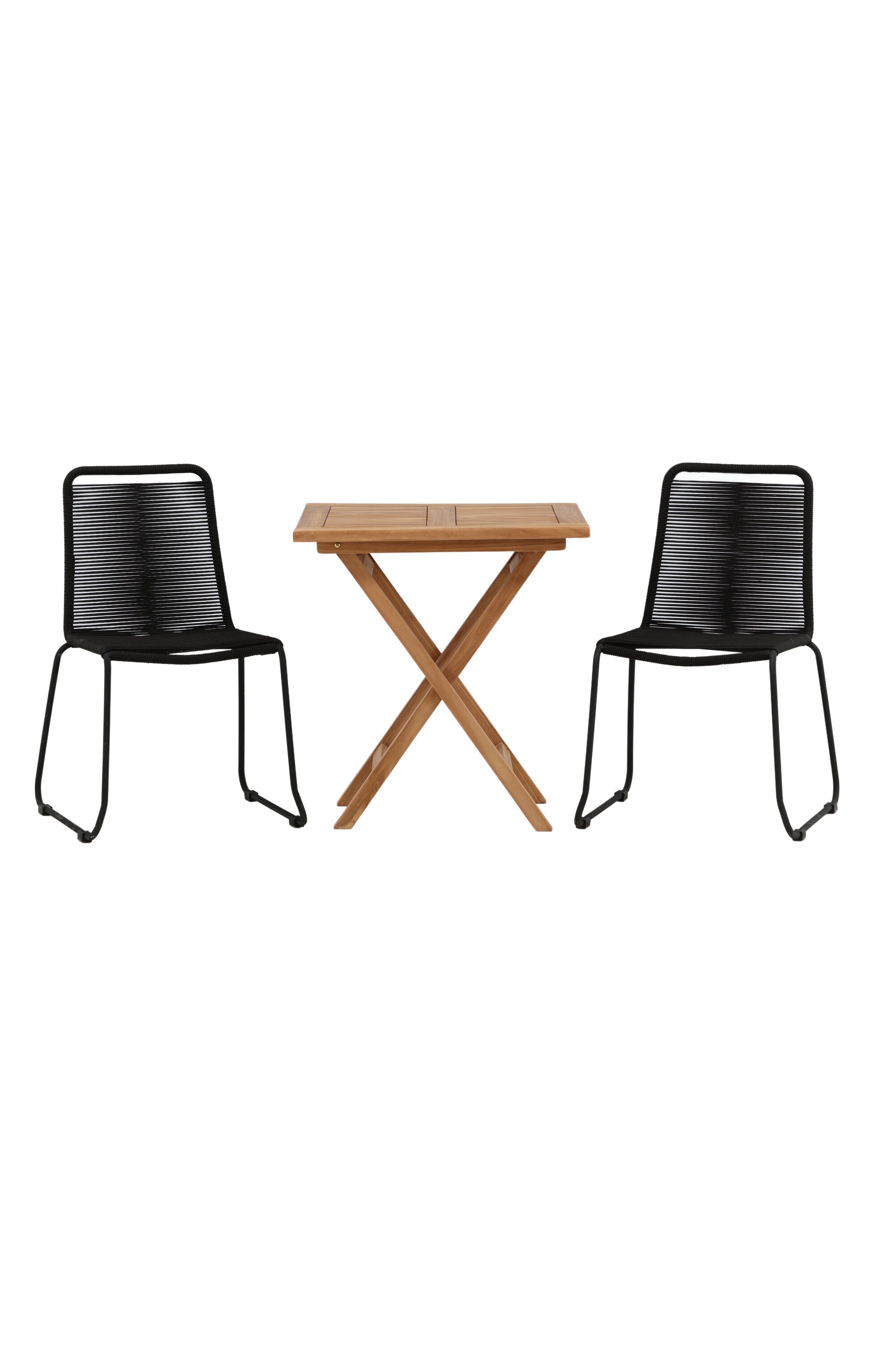 Kenya Outdoor-Tischset (Lindos Stacking Chair) 70cm/2St. in Natur / Schwarz präsentiert im Onlineshop von KAQTU Design AG. Gartentischset ist von Venture Home