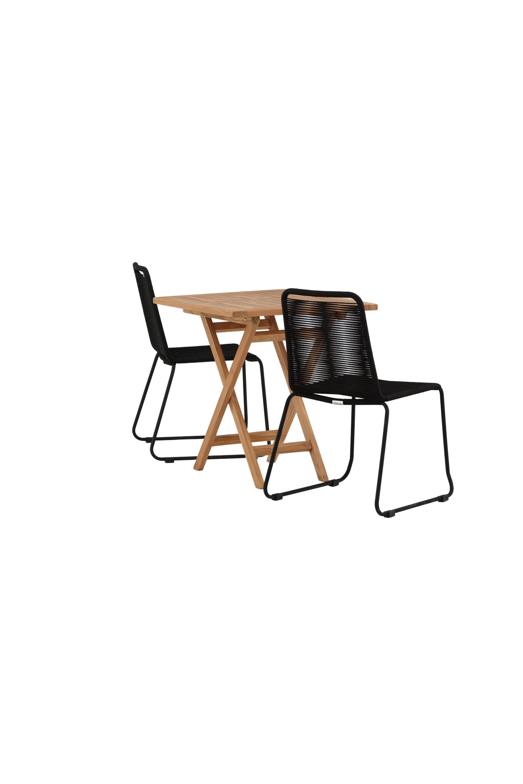 Kenya Outdoor-Tischset (Lindos Stacking Chair) 70cm/2St. in Natur / Schwarz präsentiert im Onlineshop von KAQTU Design AG. Gartentischset ist von Venture Home
