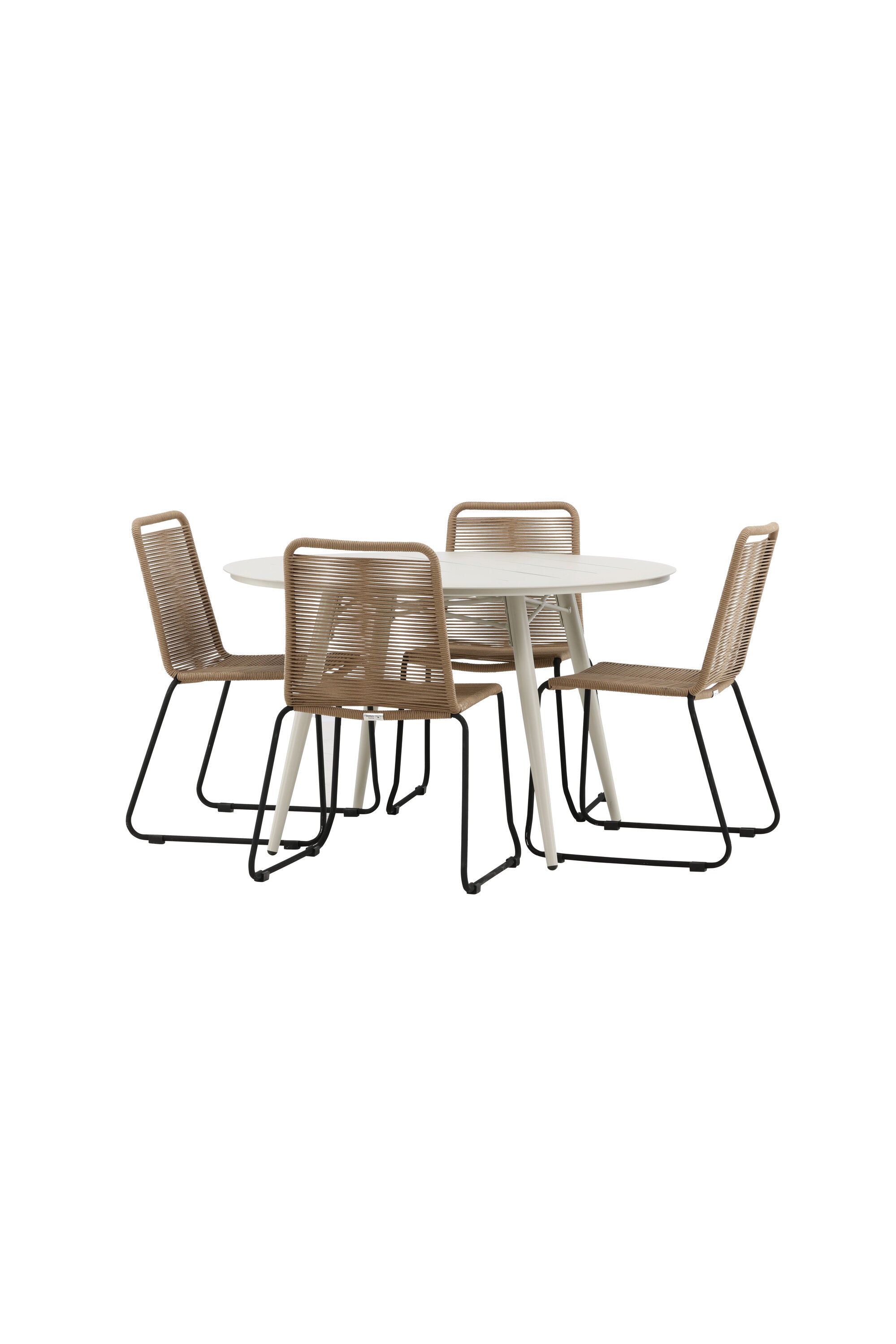 Lina Outdoor-Tischset + Lindos ⌀120cm/4St. in Schwarz Braun präsentiert im Onlineshop von KAQTU Design AG. Gartentischset ist von Venture Home
