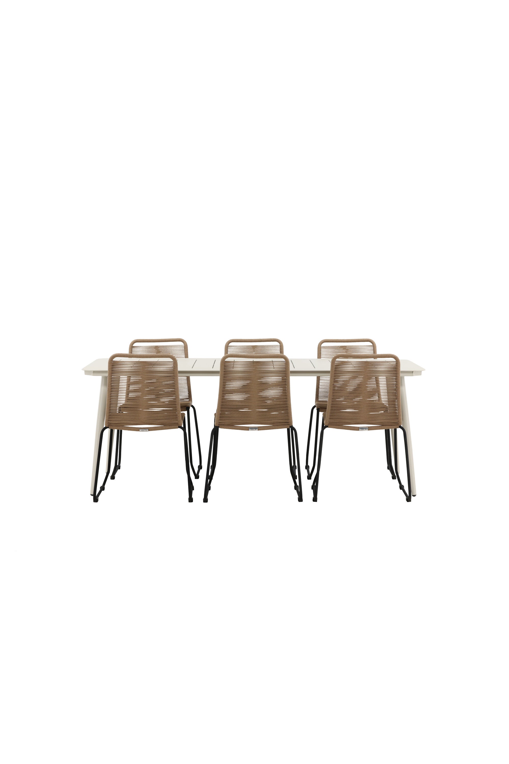 Lina Outdoor-Tischset + Lindos 200cm/6St. in Schwarz Braun präsentiert im Onlineshop von KAQTU Design AG. Gartentischset ist von Venture Home