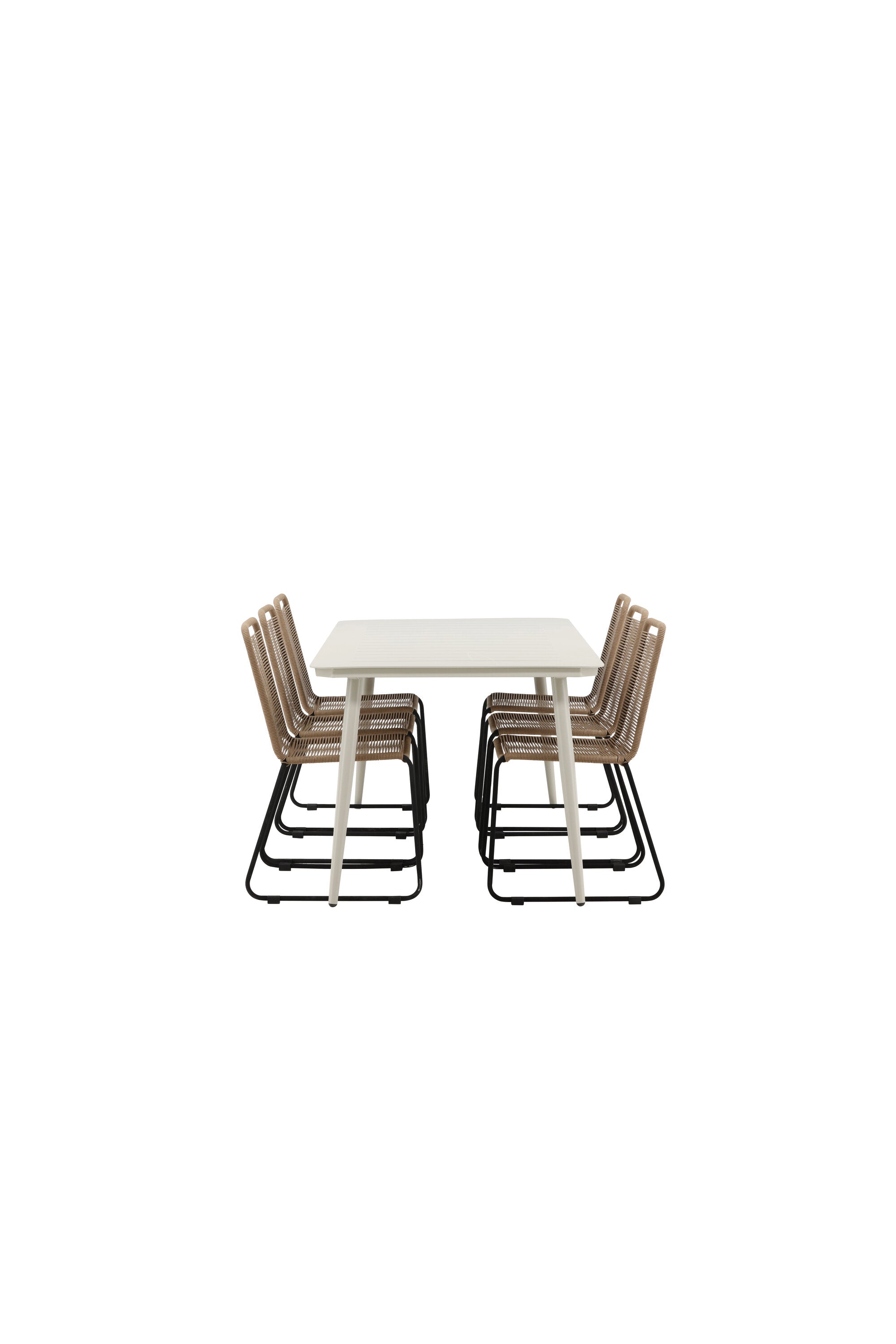 Lina Outdoor-Tischset + Lindos 200cm/6St. in Schwarz Braun präsentiert im Onlineshop von KAQTU Design AG. Gartentischset ist von Venture Home