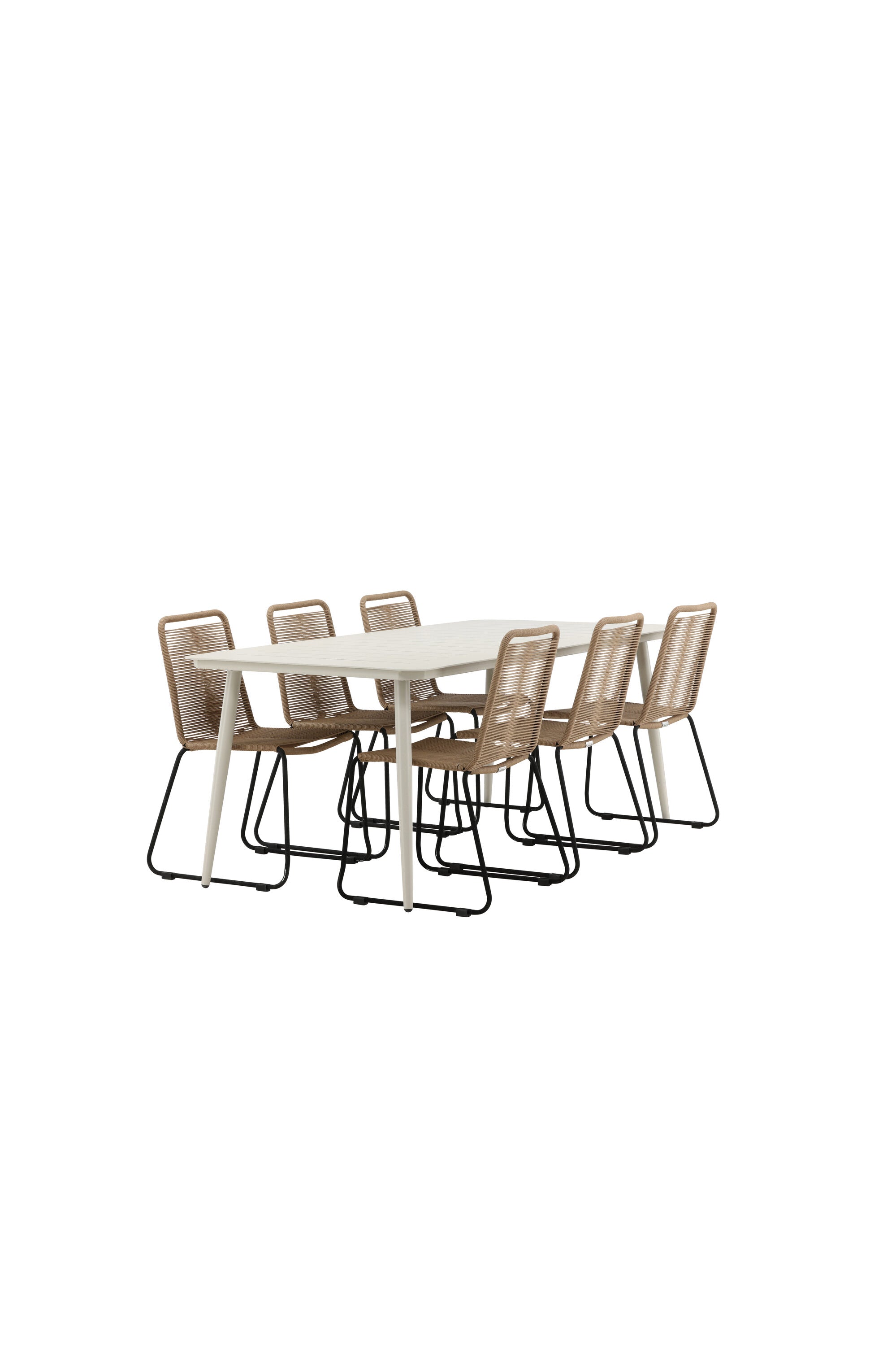 Lina Outdoor-Tischset + Lindos 200cm/6St. in Schwarz Braun präsentiert im Onlineshop von KAQTU Design AG. Gartentischset ist von Venture Home