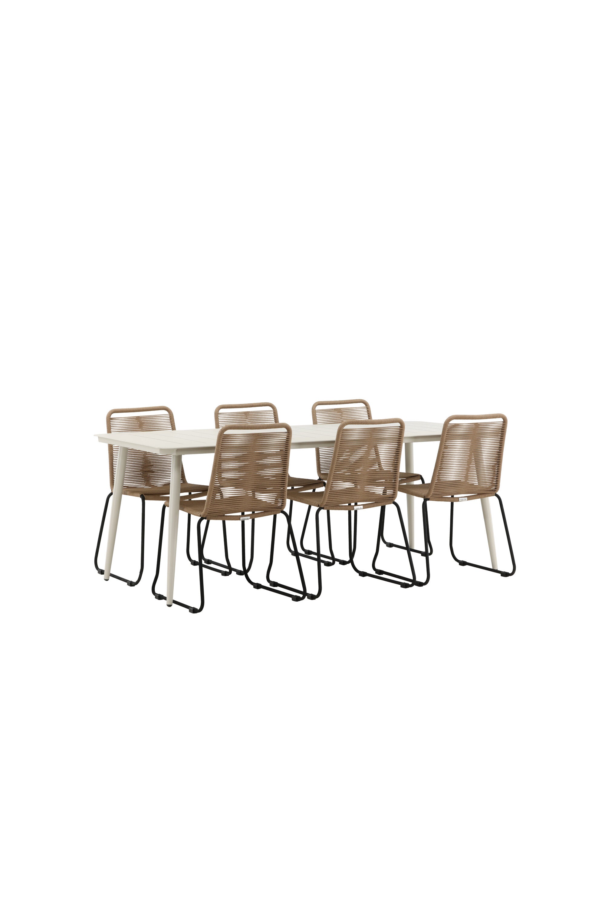 Lina Outdoor-Tischset + Lindos 200cm/6St. in Schwarz Braun präsentiert im Onlineshop von KAQTU Design AG. Gartentischset ist von Venture Home
