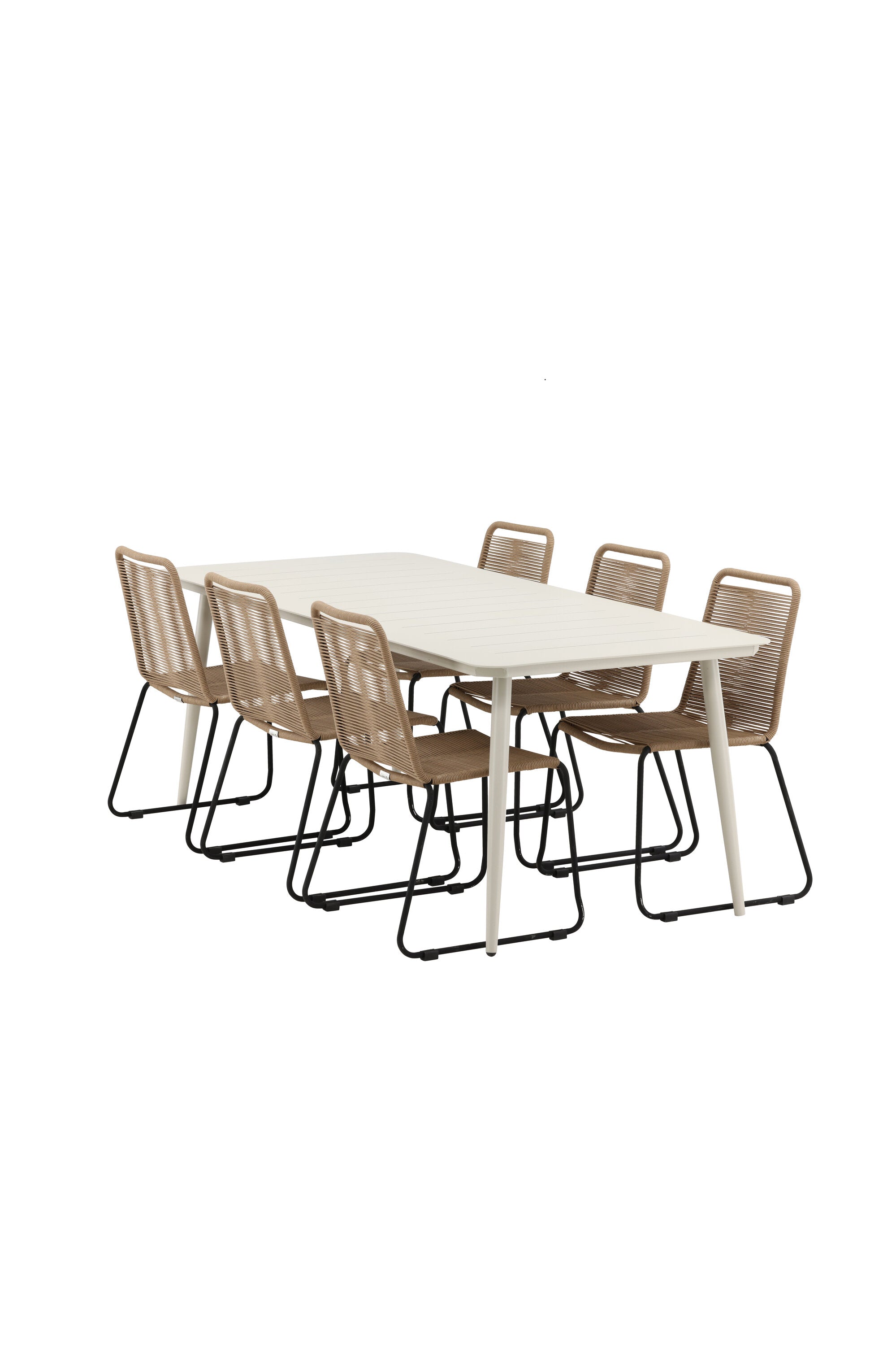 Lina Outdoor-Tischset + Lindos 200cm/6St. in Schwarz Braun präsentiert im Onlineshop von KAQTU Design AG. Gartentischset ist von Venture Home