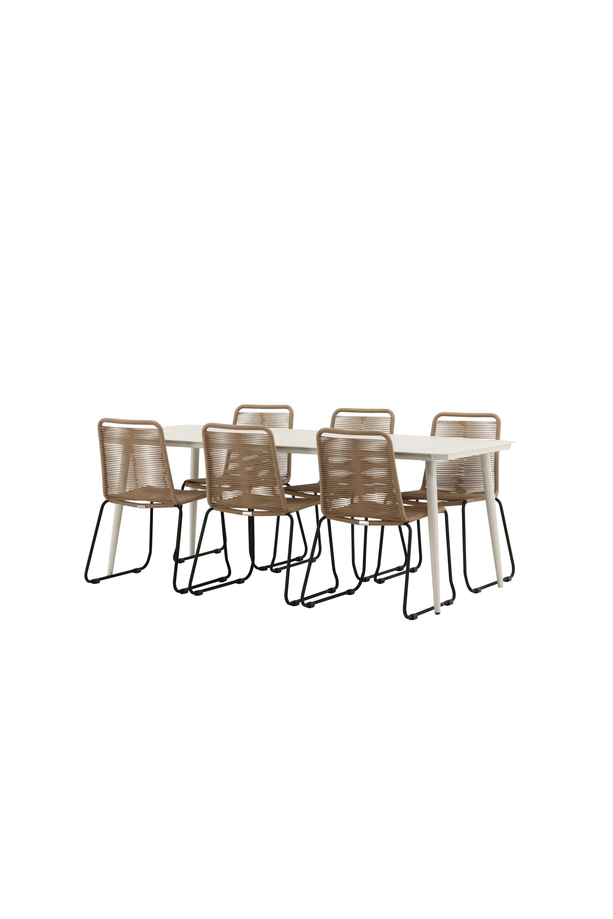 Lina Outdoor-Tischset + Lindos 200cm/6St. in Schwarz Braun präsentiert im Onlineshop von KAQTU Design AG. Gartentischset ist von Venture Home
