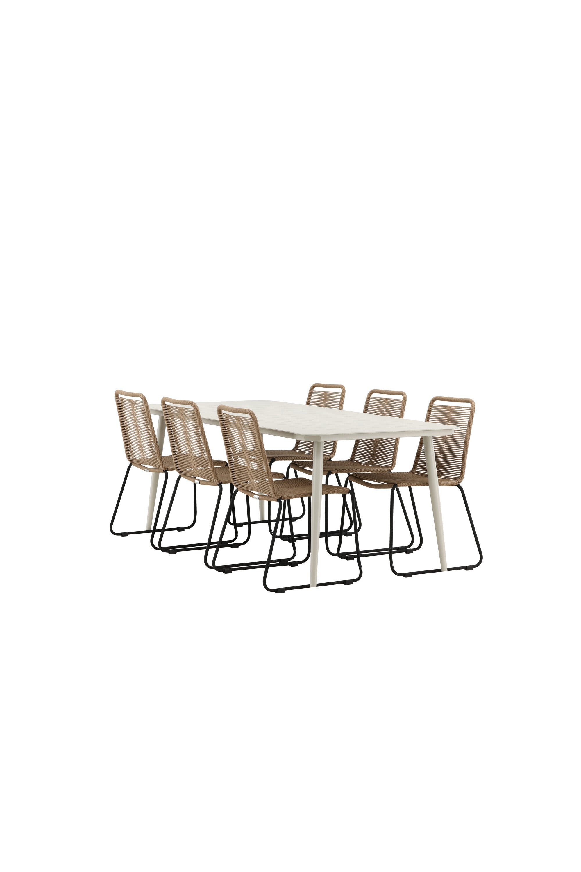Lina Outdoor-Tischset + Lindos 200cm/6St. in Schwarz Braun präsentiert im Onlineshop von KAQTU Design AG. Gartentischset ist von Venture Home