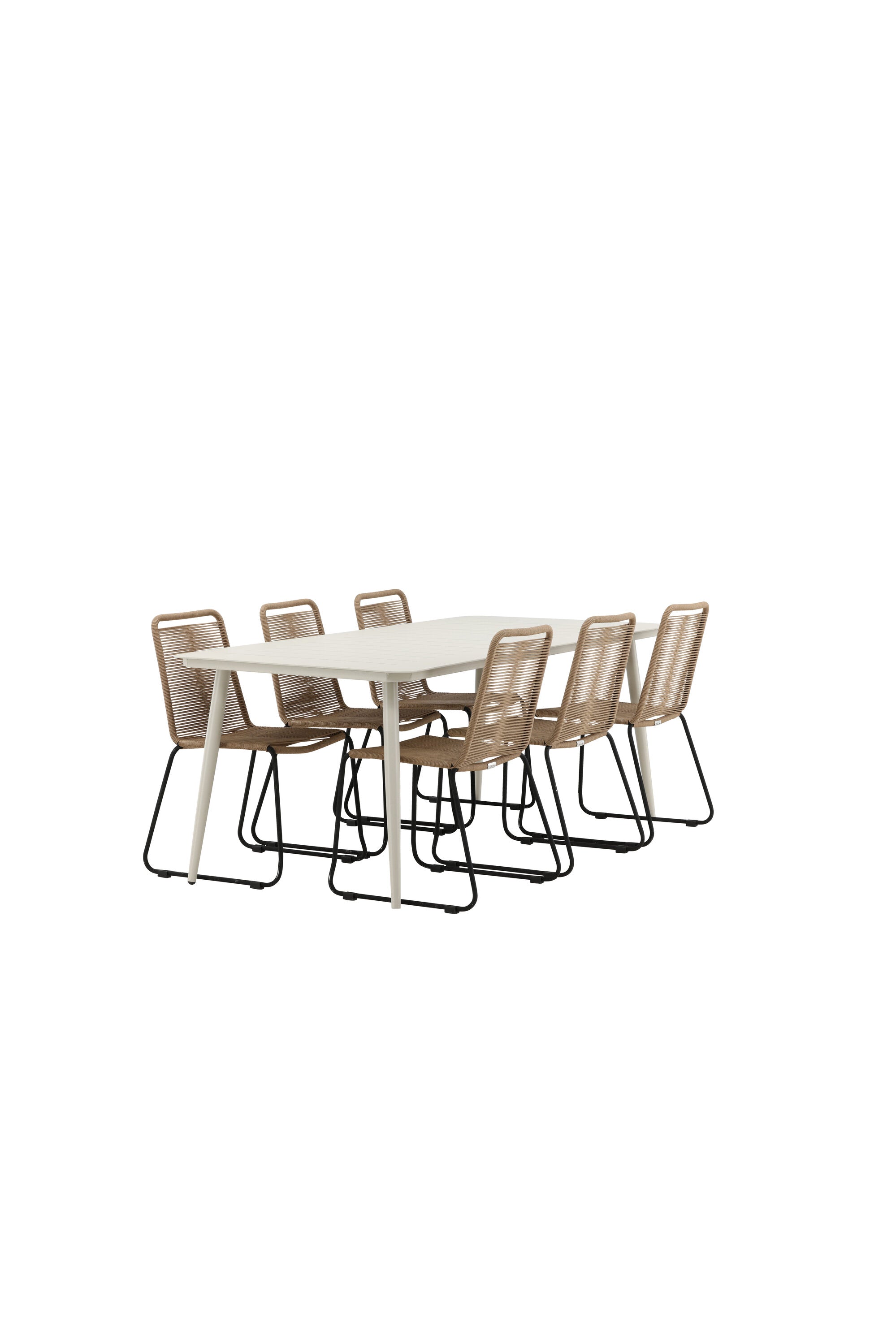 Lina Outdoor-Tischset + Lindos 200cm/6St. in Schwarz Braun präsentiert im Onlineshop von KAQTU Design AG. Gartentischset ist von Venture Home