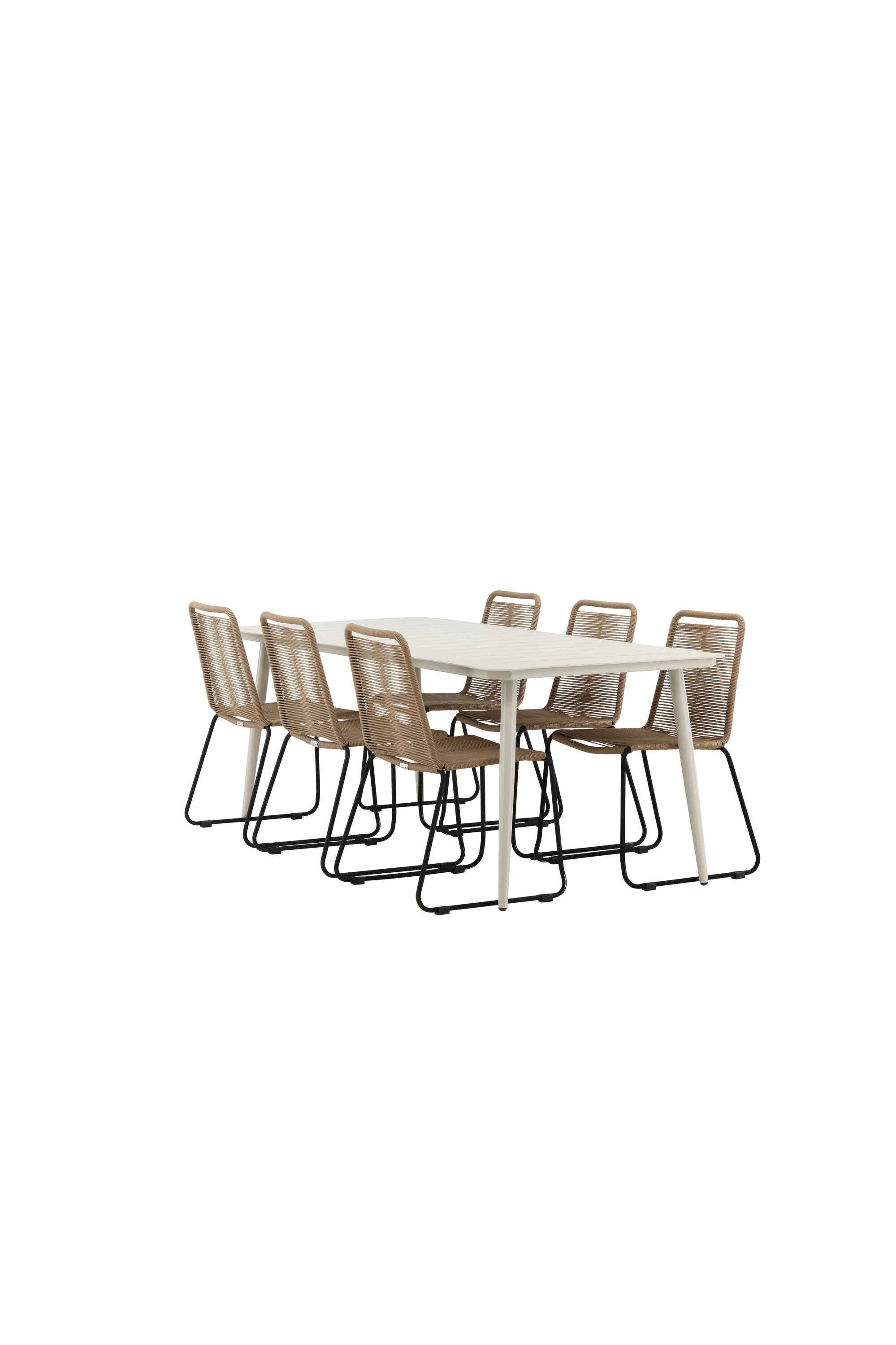 Lina Outdoor-Tischset + Lindos 200cm/6St. in Schwarz Braun präsentiert im Onlineshop von KAQTU Design AG. Gartentischset ist von Venture Home