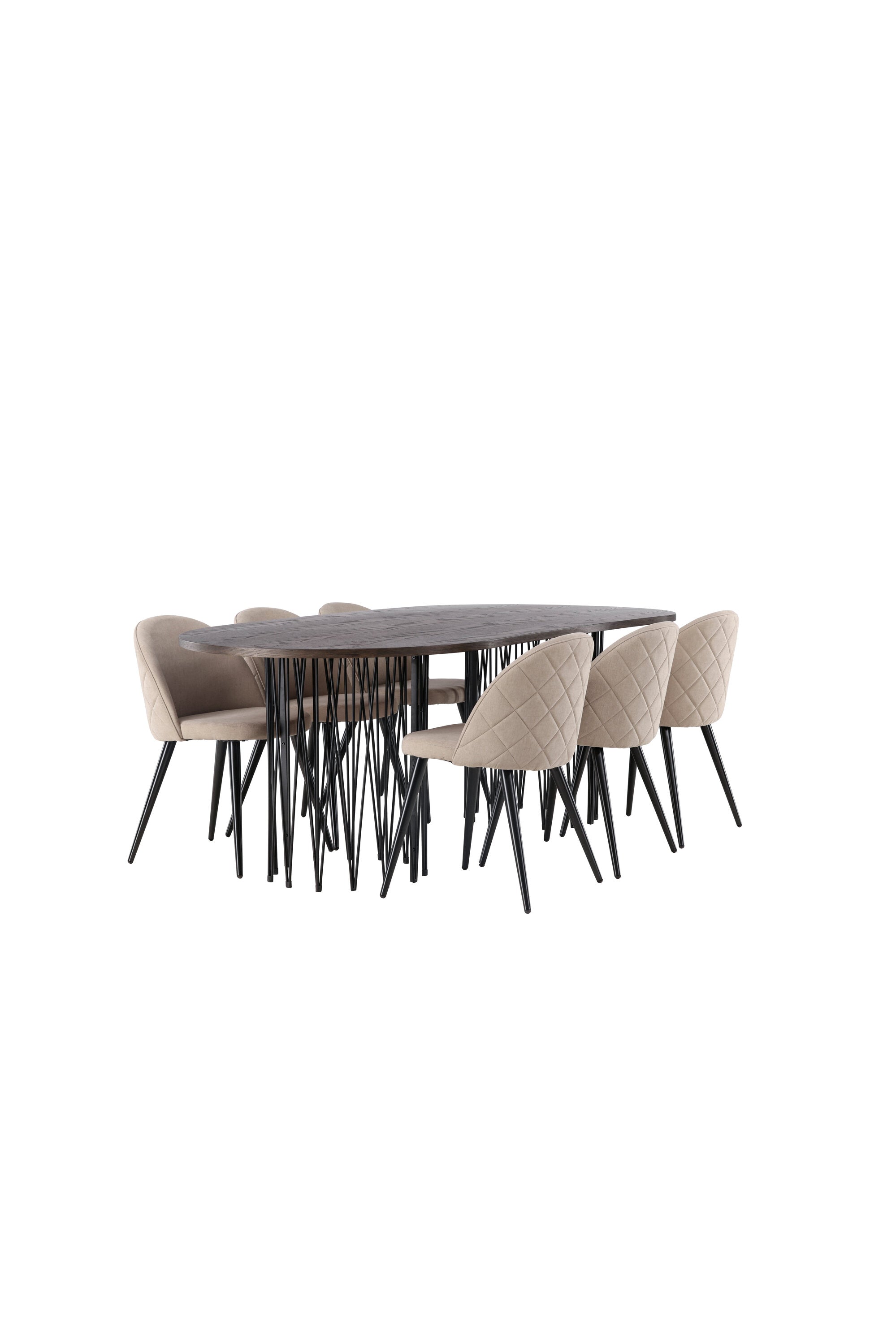 Stone Esszimmerset + Velvet 220cm/6St. in Beige, Schwarz präsentiert im Onlineshop von KAQTU Design AG. Esszimmerset ist von Venture Home