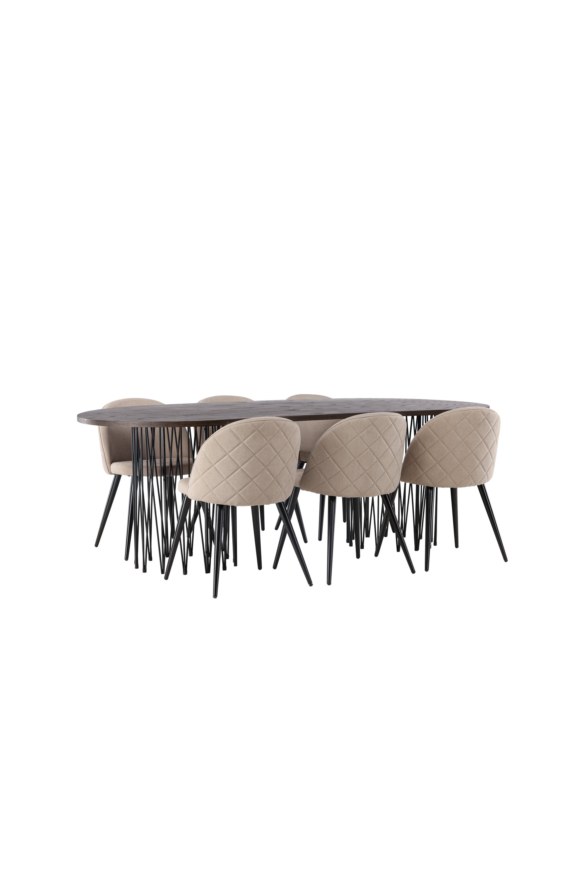 Stone Esszimmerset + Velvet 220cm/6St. in Beige, Schwarz präsentiert im Onlineshop von KAQTU Design AG. Esszimmerset ist von Venture Home