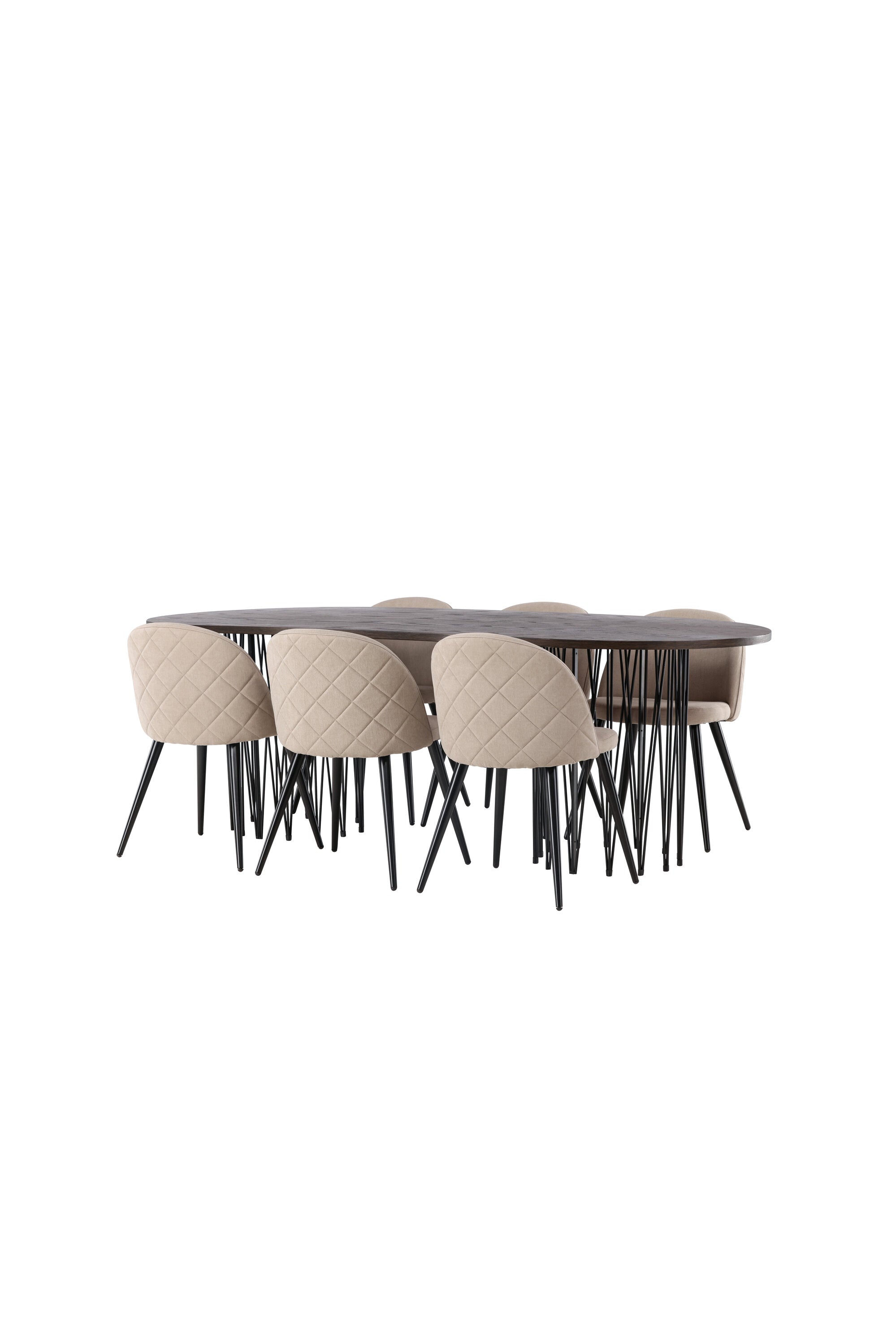 Stone Esszimmerset + Velvet 220cm/6St. in Beige, Schwarz präsentiert im Onlineshop von KAQTU Design AG. Esszimmerset ist von Venture Home