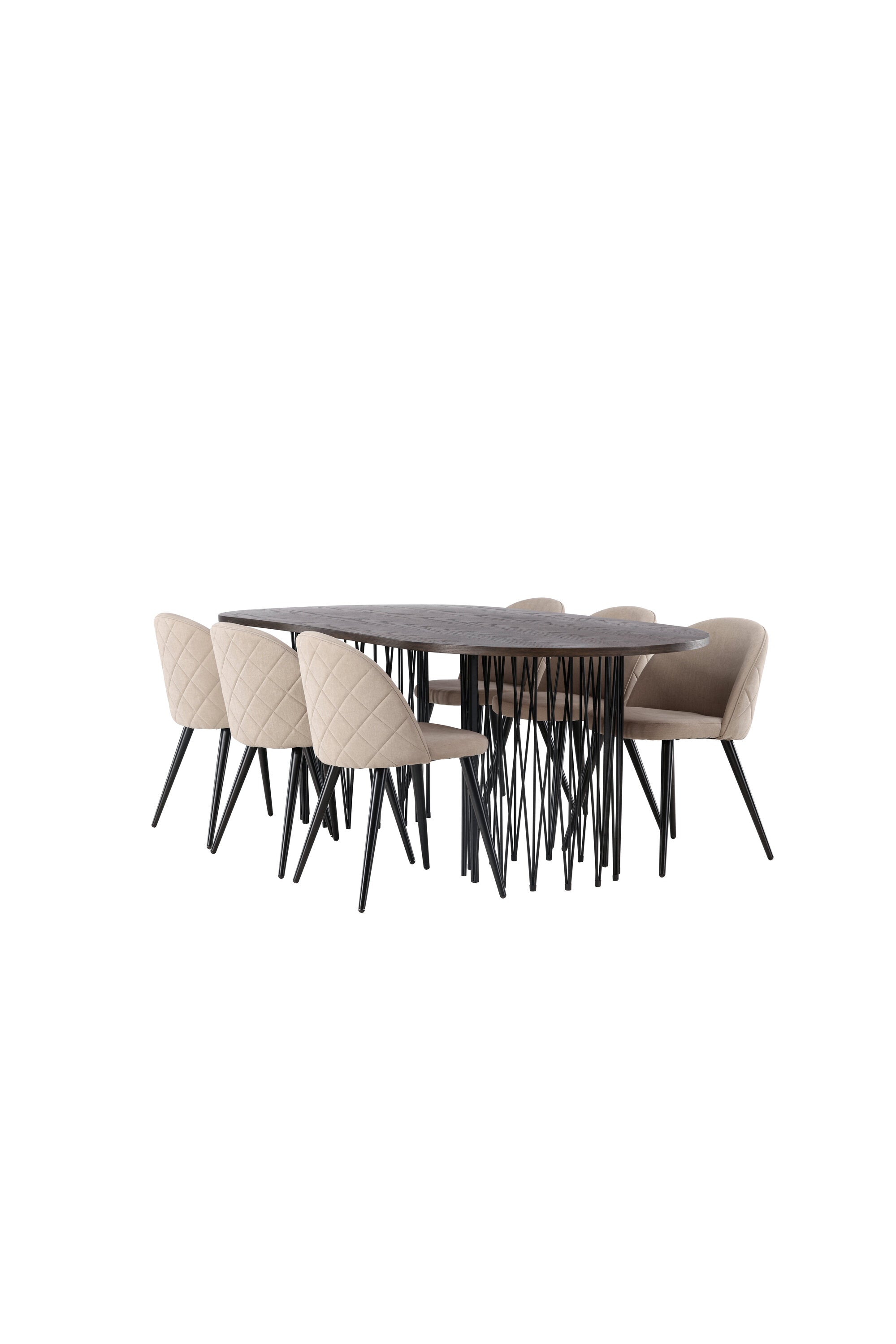 Stone Esszimmerset + Velvet 220cm/6St. in Beige, Schwarz präsentiert im Onlineshop von KAQTU Design AG. Esszimmerset ist von Venture Home