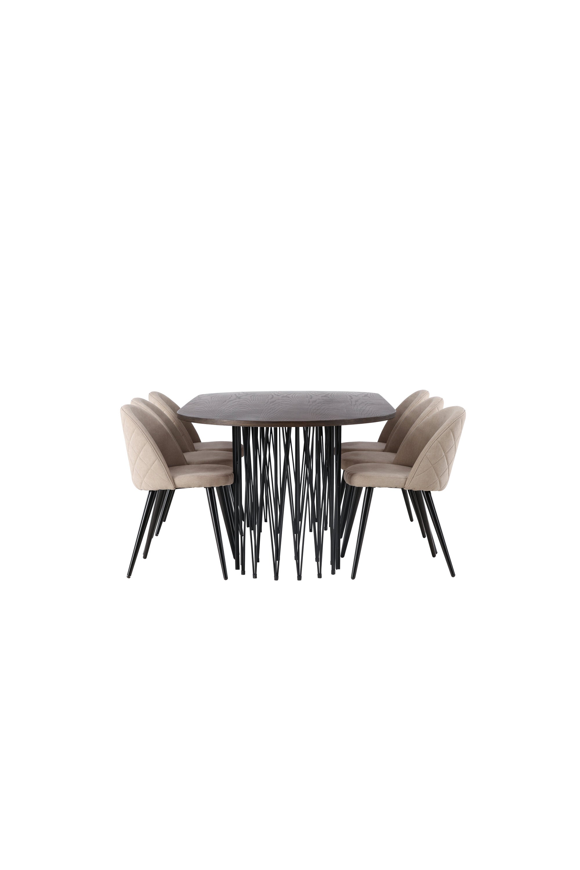 Stone Esszimmerset + Velvet 220cm/6St. in Beige, Schwarz präsentiert im Onlineshop von KAQTU Design AG. Esszimmerset ist von Venture Home