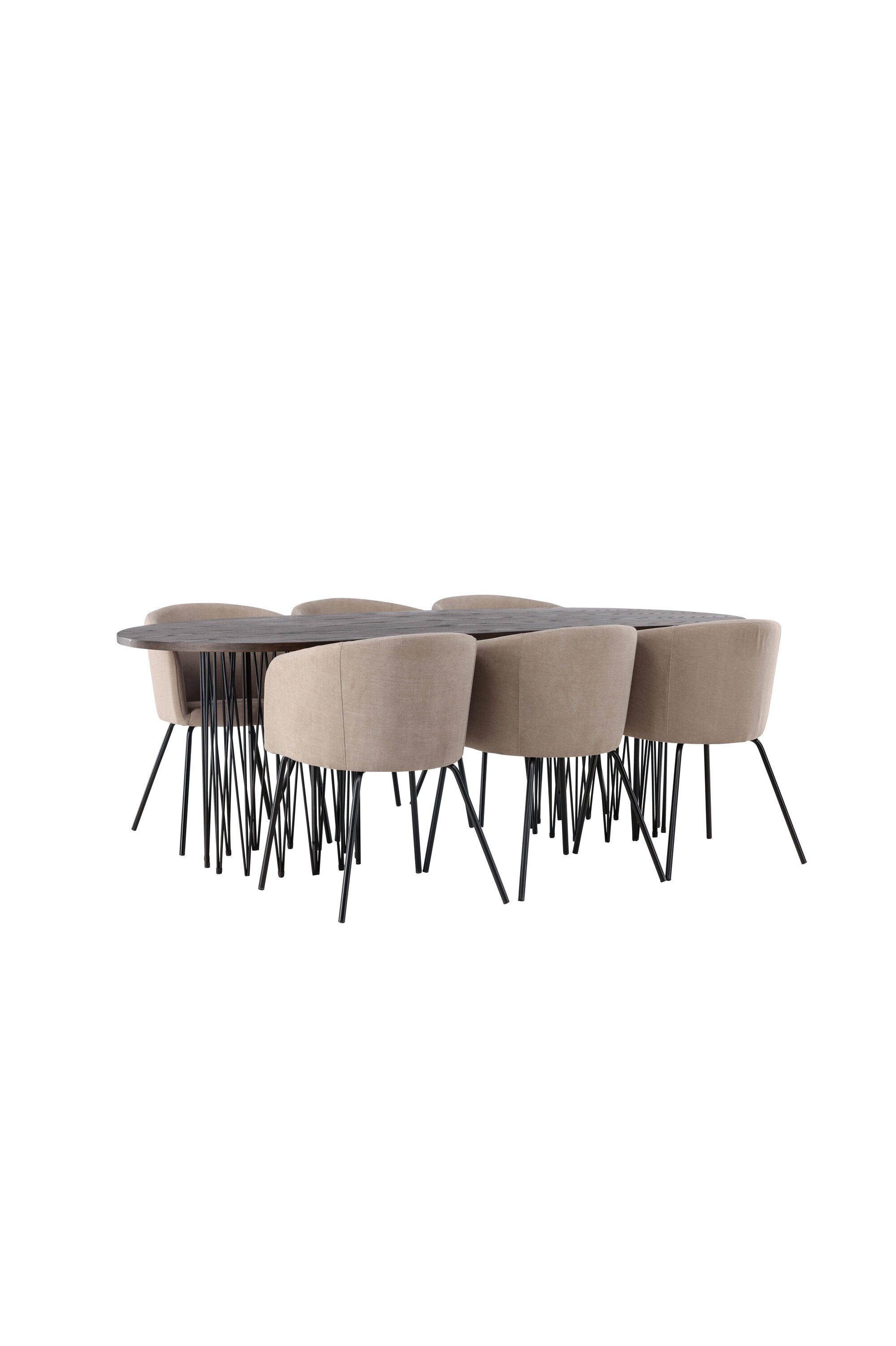 Stone Esszimmerset + Berit 220cm/6St. in Beige, Schwarz präsentiert im Onlineshop von KAQTU Design AG. Esszimmerset ist von Venture Home