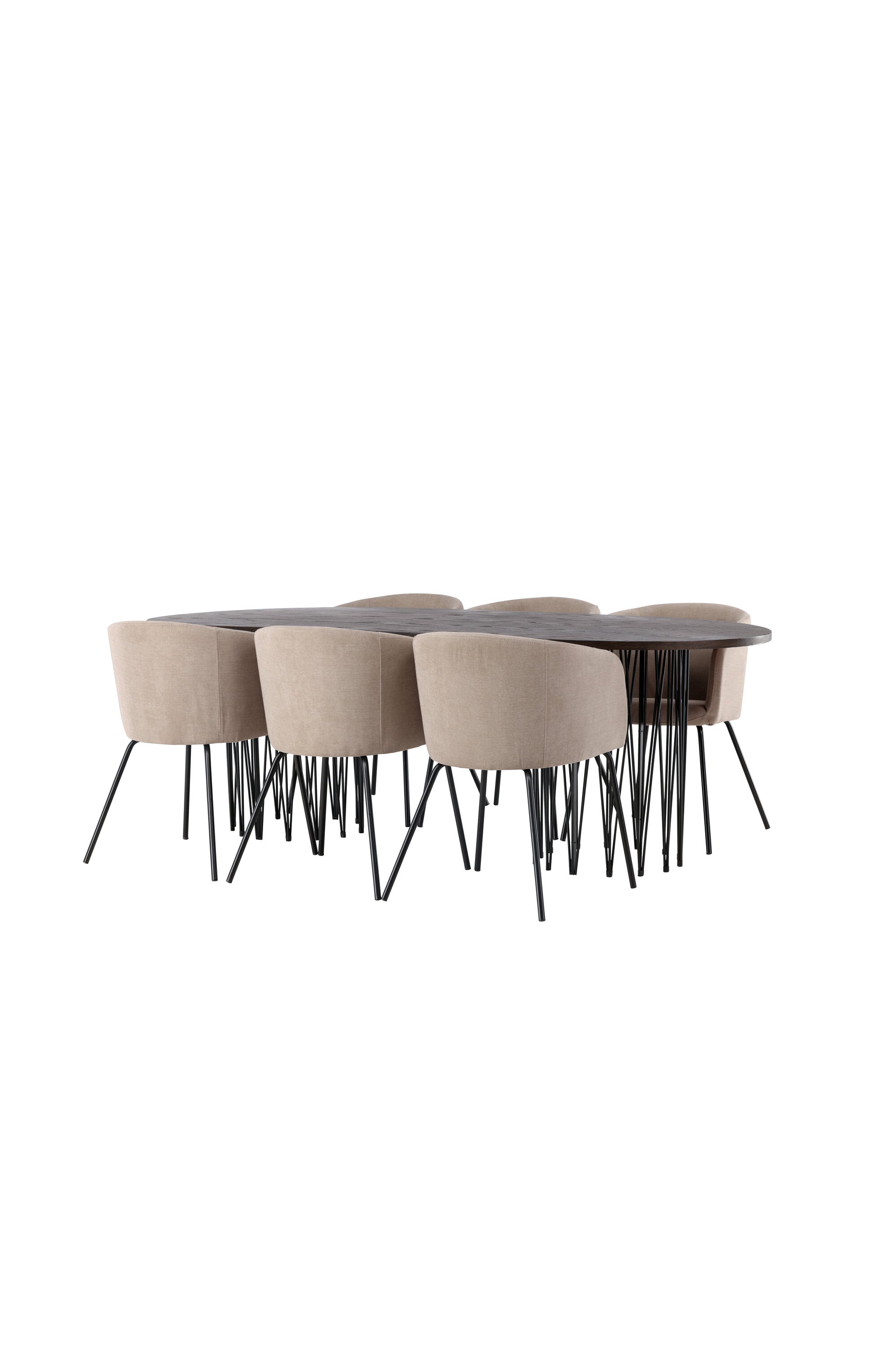 Stone Esszimmerset + Berit 220cm/6St. in Beige, Schwarz präsentiert im Onlineshop von KAQTU Design AG. Esszimmerset ist von Venture Home