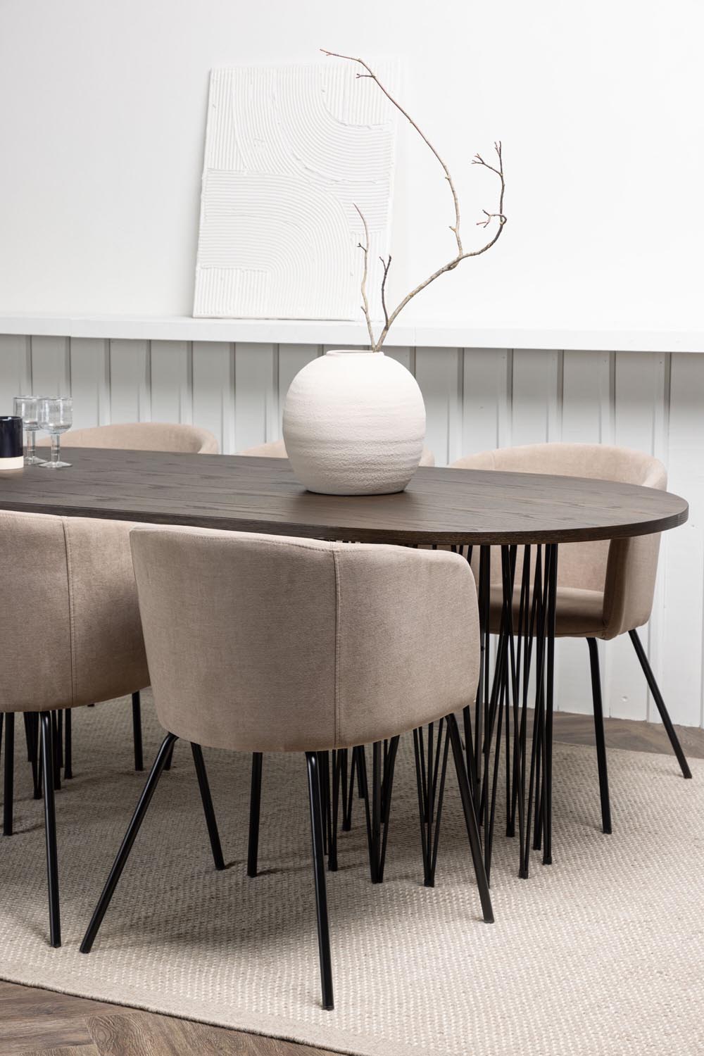 Stone Esszimmerset + Berit 220cm/6St. in Beige, Schwarz präsentiert im Onlineshop von KAQTU Design AG. Esszimmerset ist von Venture Home