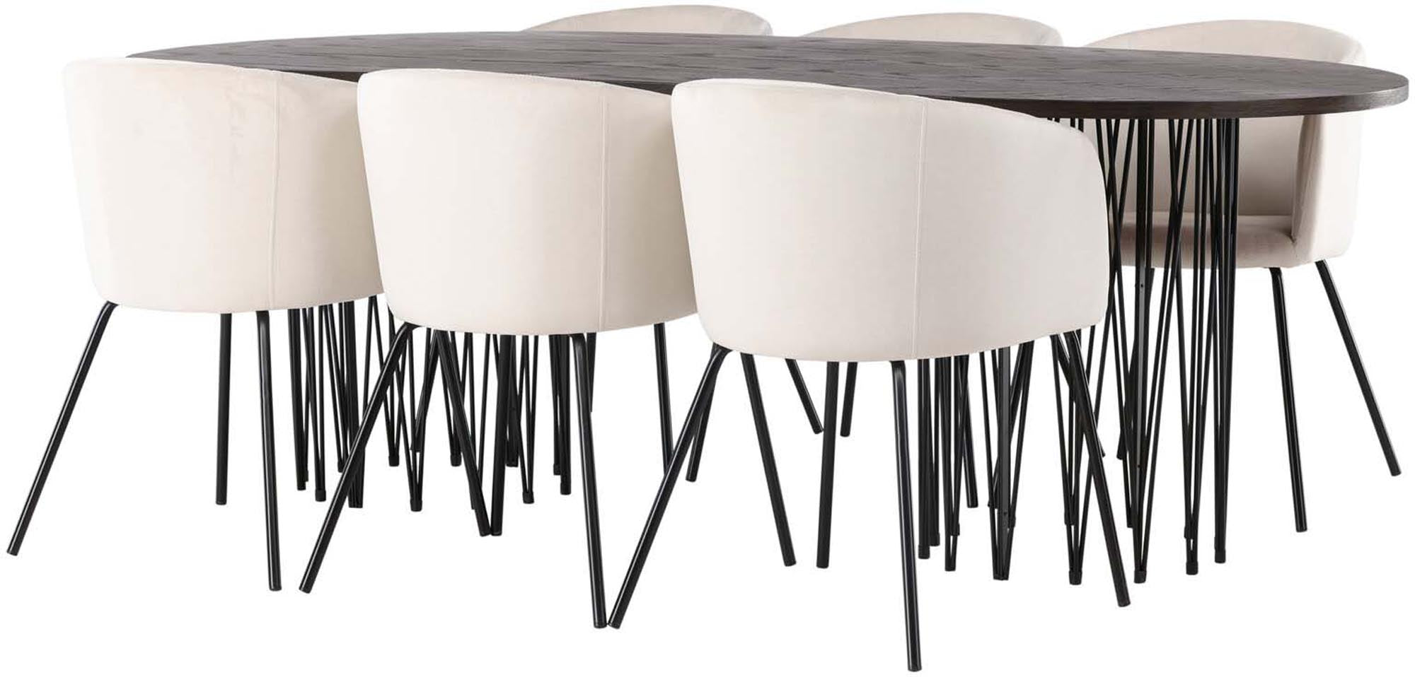 Elegantes Stone Esszimmerset 220cm für 6 Personen von Venture Home. Stilvoller Esstisch mit komfortablen Stühlen für gesellige Abende.