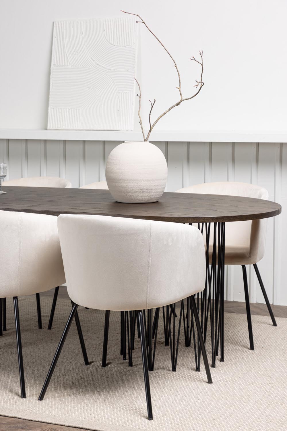 Stone Esszimmerset + Berit 220cm/6St. in Beige, Schwarz präsentiert im Onlineshop von KAQTU Design AG. Esszimmerset ist von Venture Home