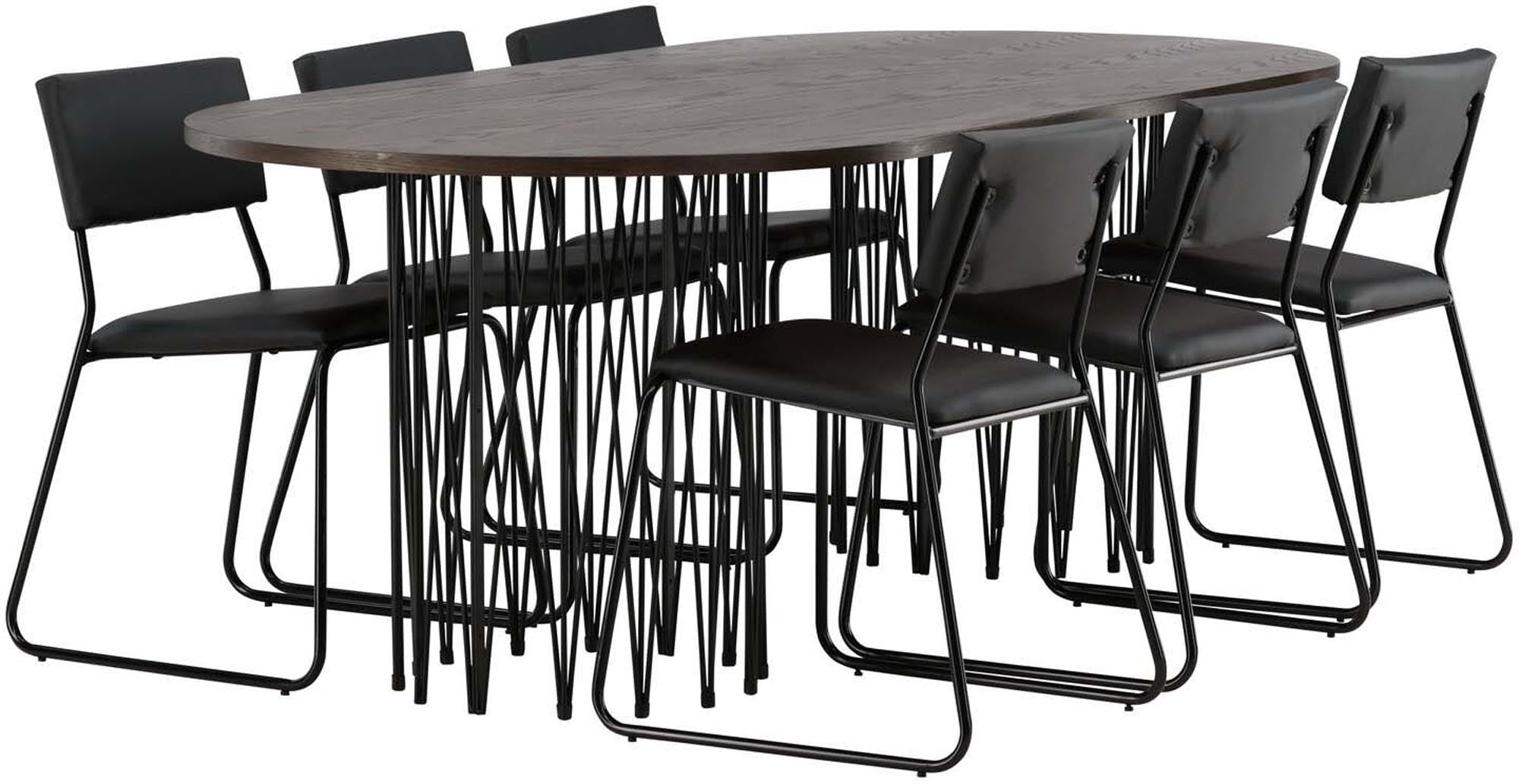 Venture Home Stone Esszimmerset: 220cm Tisch mit 6 Kenth Stühlen.