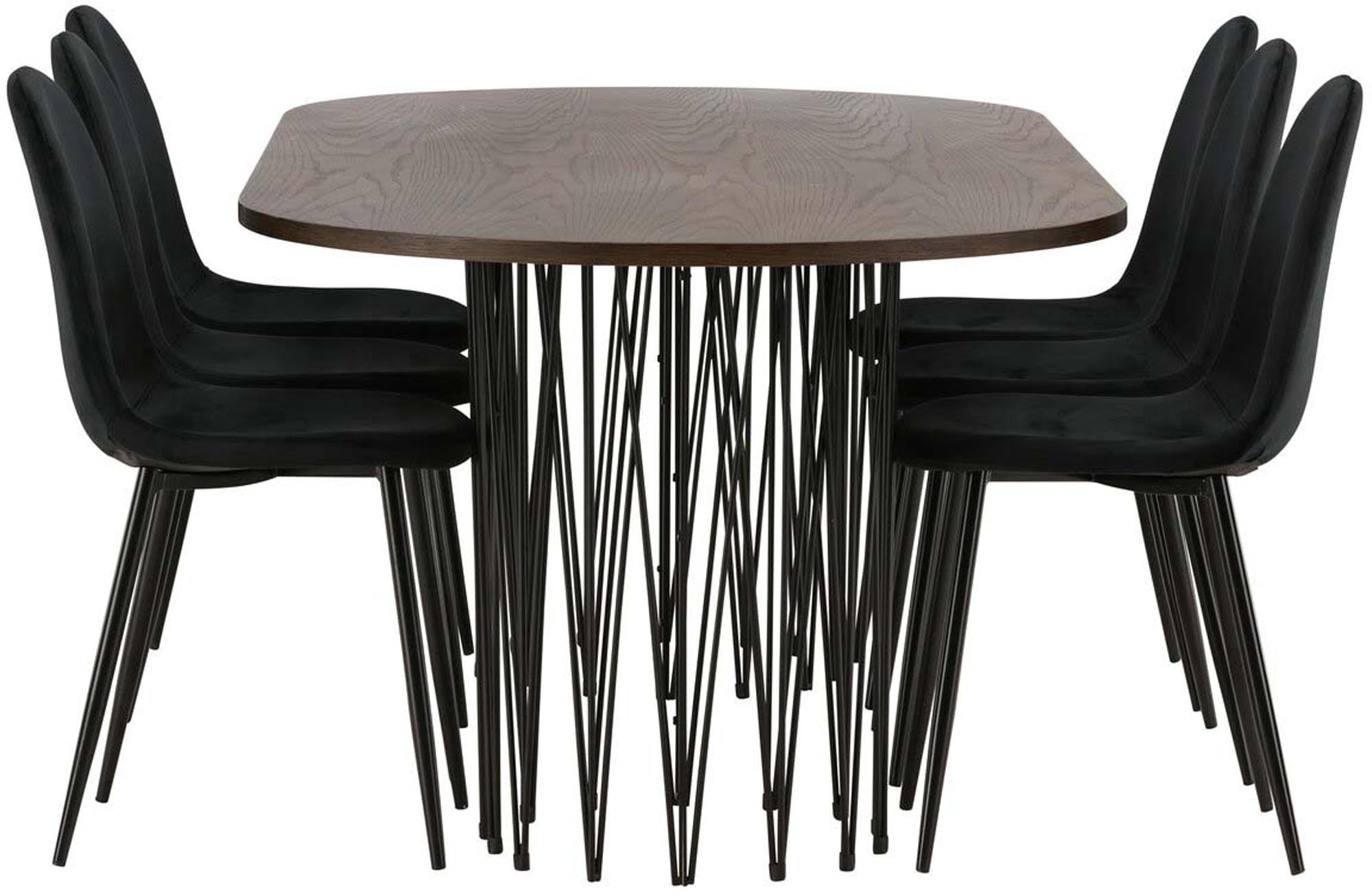 Modernes Stone Esszimmerset 220cm mit 6 stilvollen Polar-Stühlen von Venture Home. Ideal für gesellige Abende und elegantes Dining.