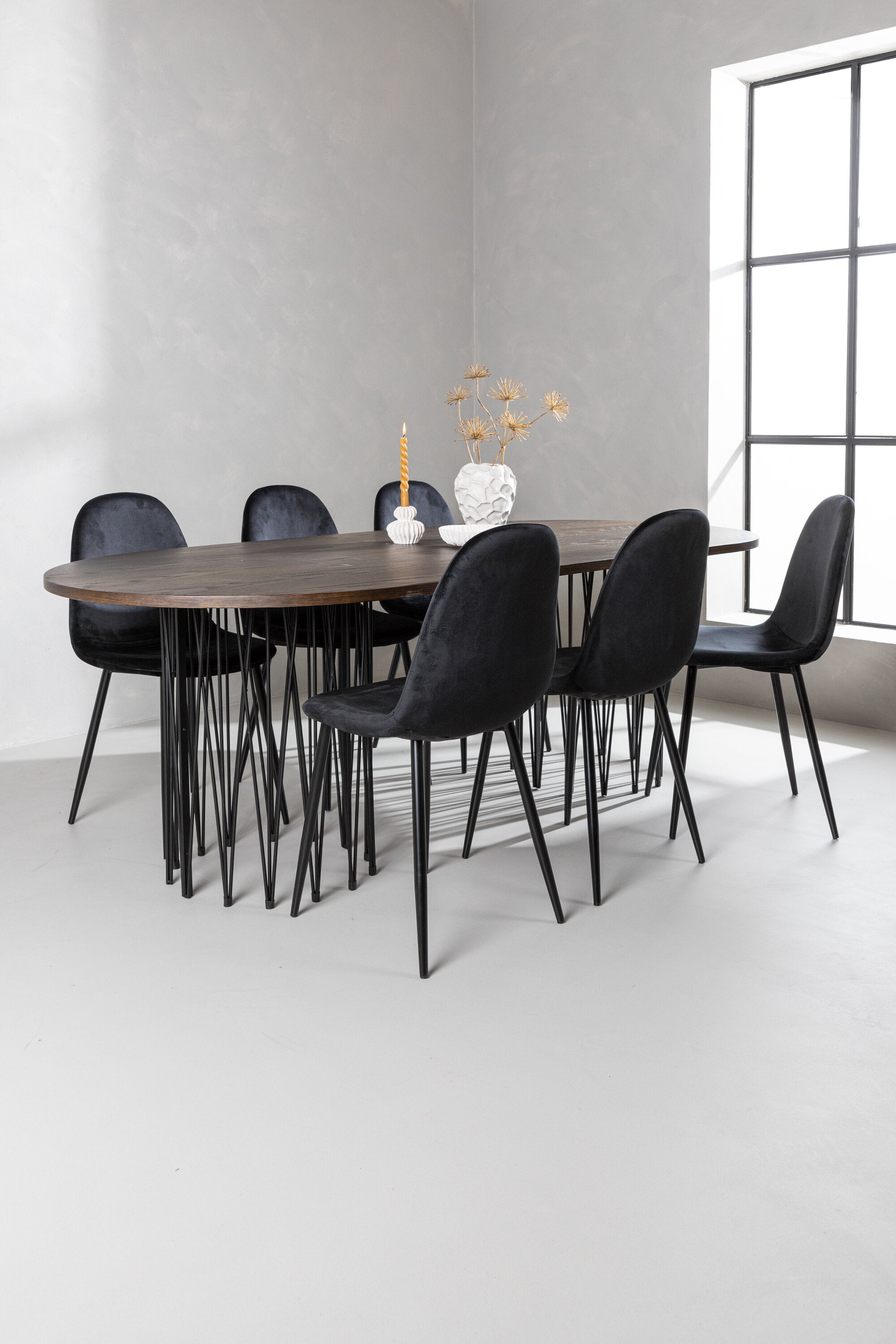 Stone Esszimmerset + Polar 220cm/6St. in Schwarz präsentiert im Onlineshop von KAQTU Design AG. Esszimmerset ist von Venture Home