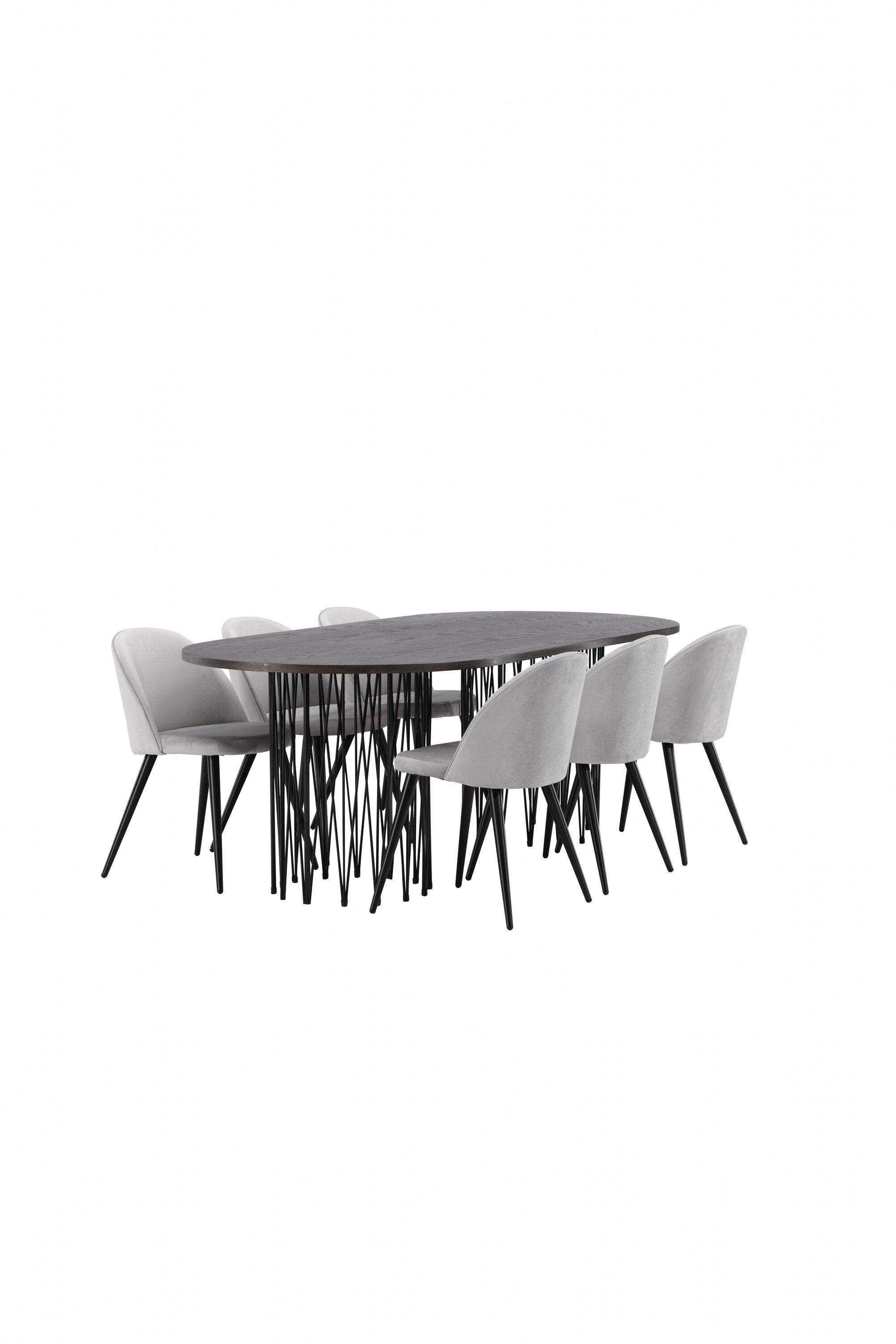 Stone Esszimmerset + Velvet 220cm/6St. in Schwarzgrau präsentiert im Onlineshop von KAQTU Design AG. Esszimmerset ist von Venture Home