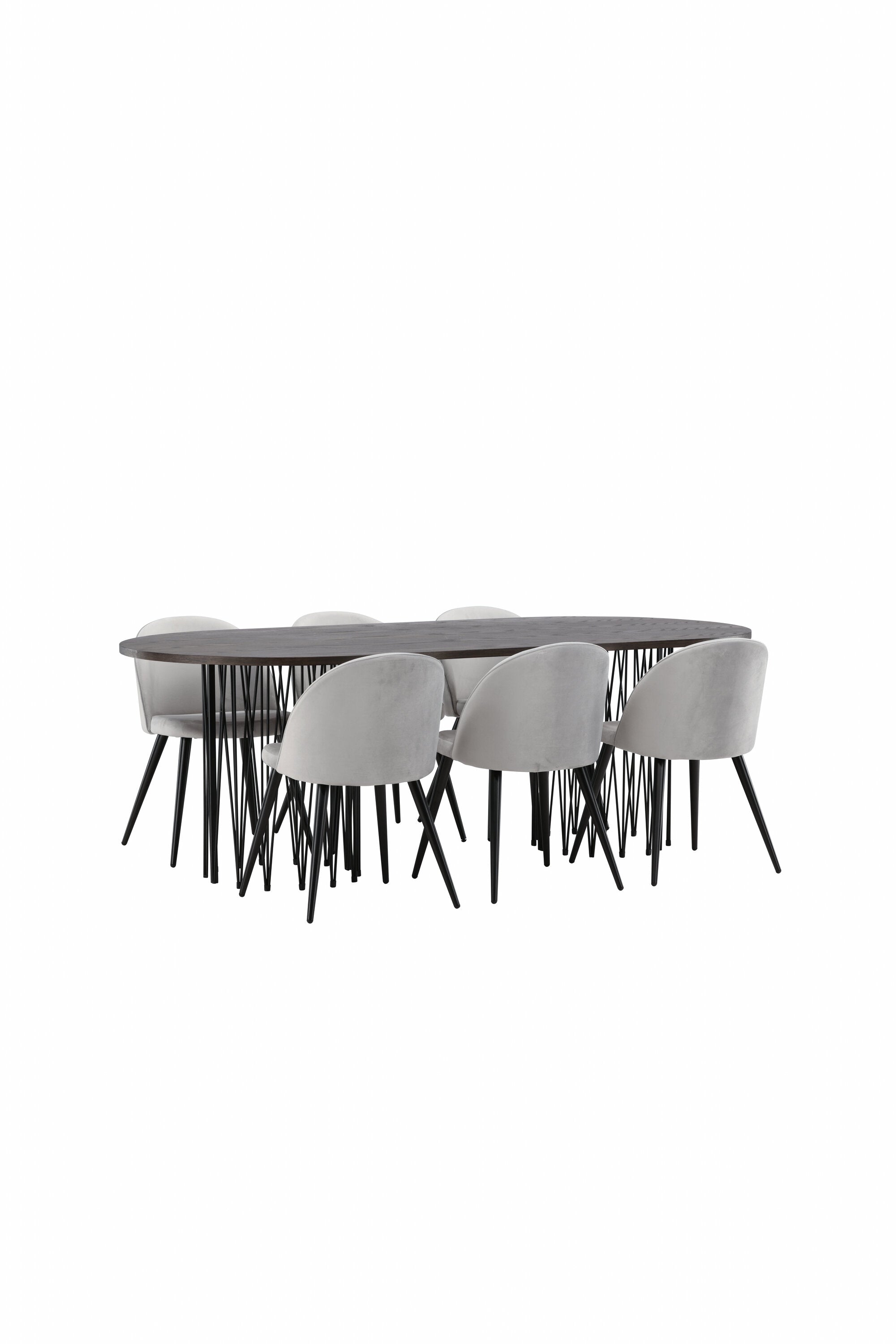 Stone Esszimmerset + Velvet 220cm/6St. in Schwarzgrau präsentiert im Onlineshop von KAQTU Design AG. Esszimmerset ist von Venture Home
