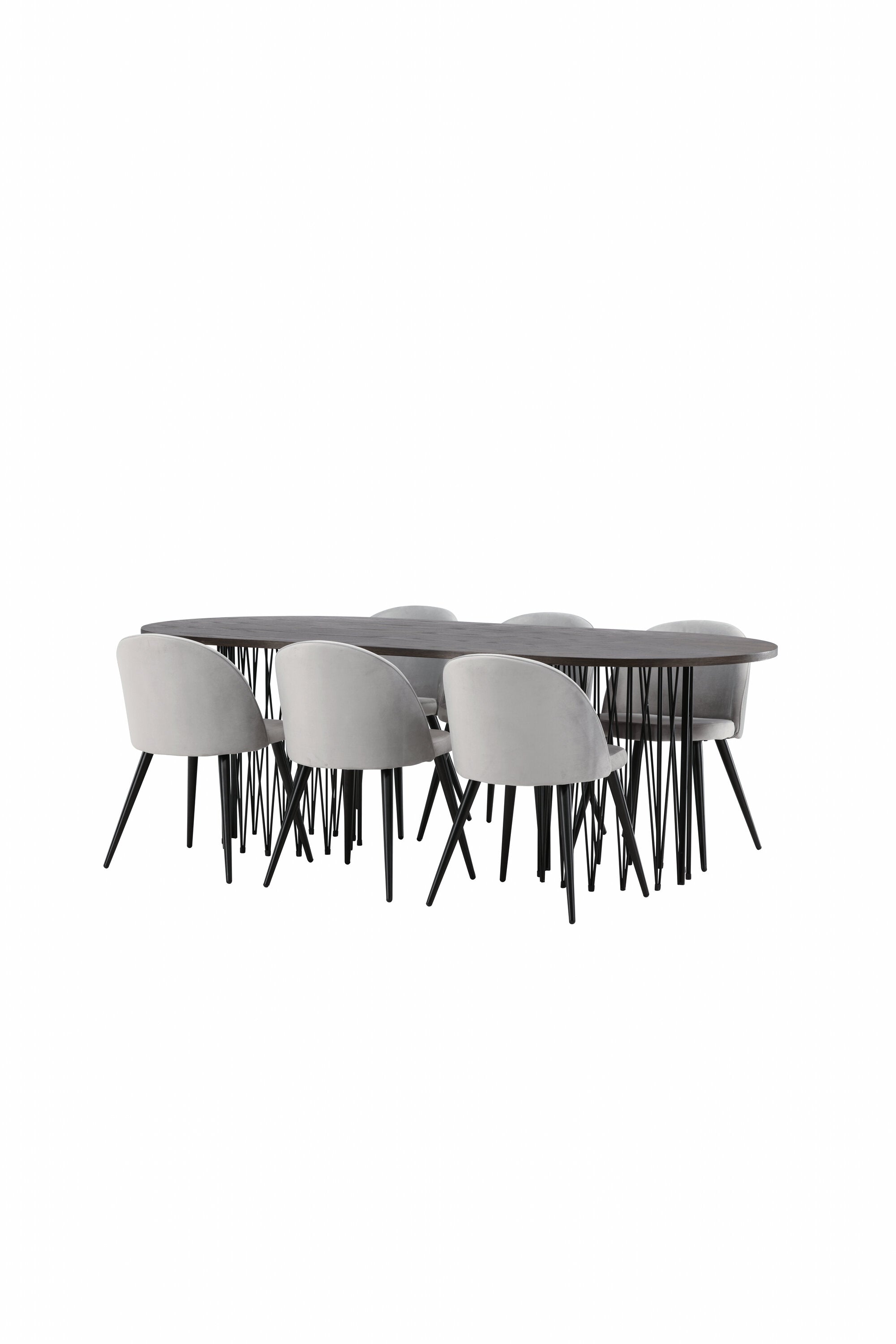 Stone Esszimmerset + Velvet 220cm/6St. in Schwarzgrau präsentiert im Onlineshop von KAQTU Design AG. Esszimmerset ist von Venture Home