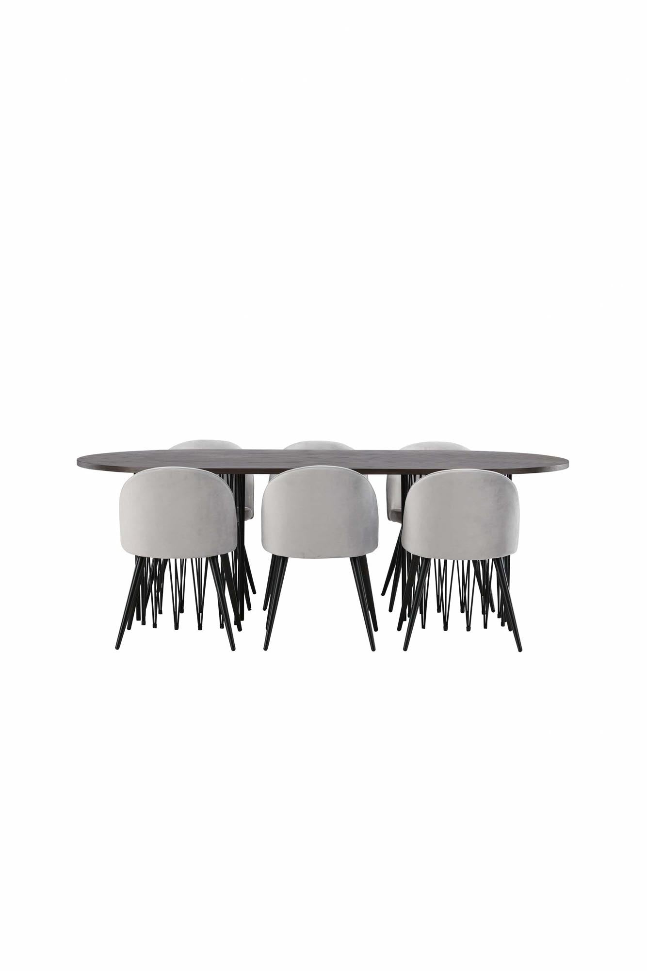 Elegantes Stone Esszimmerset 220cm mit 6 stilvollen Velvet-Stühlen. Ideal für gesellige Abende und ein modernes Ambiente in Ihrem Esszimmer.