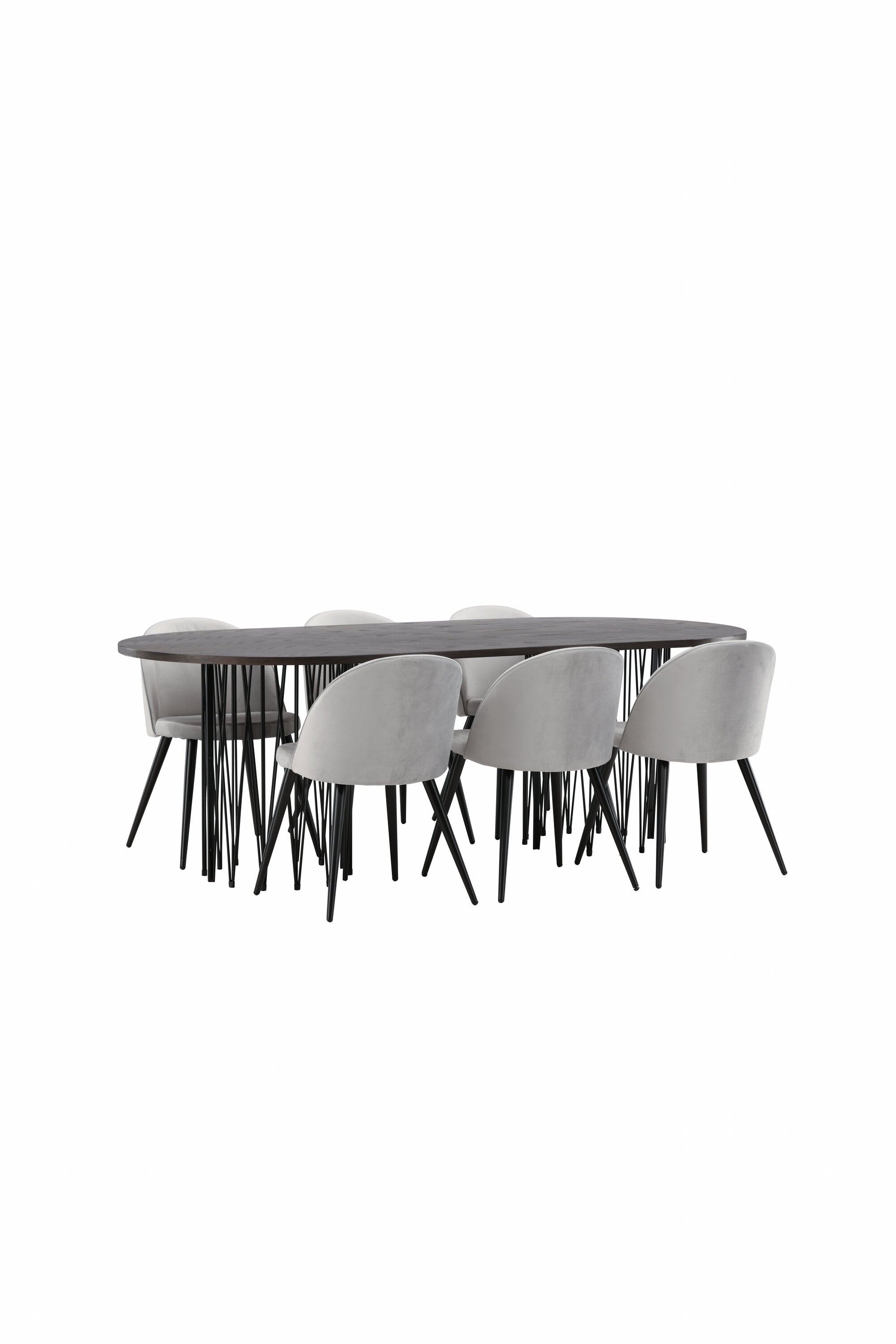 Stone Esszimmerset + Velvet 220cm/6St. in Schwarzgrau präsentiert im Onlineshop von KAQTU Design AG. Esszimmerset ist von Venture Home