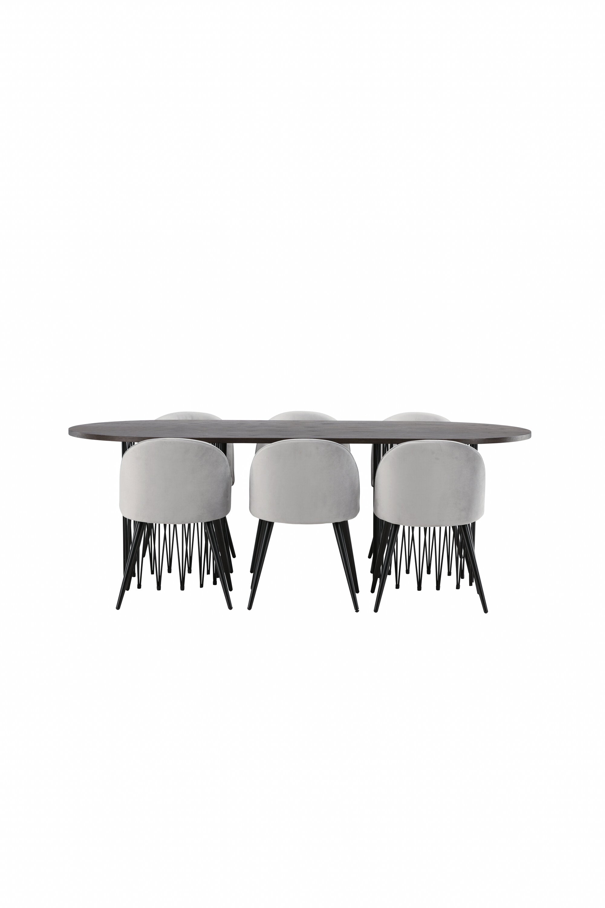 Stone Esszimmerset + Velvet 220cm/6St. in Schwarzgrau präsentiert im Onlineshop von KAQTU Design AG. Esszimmerset ist von Venture Home