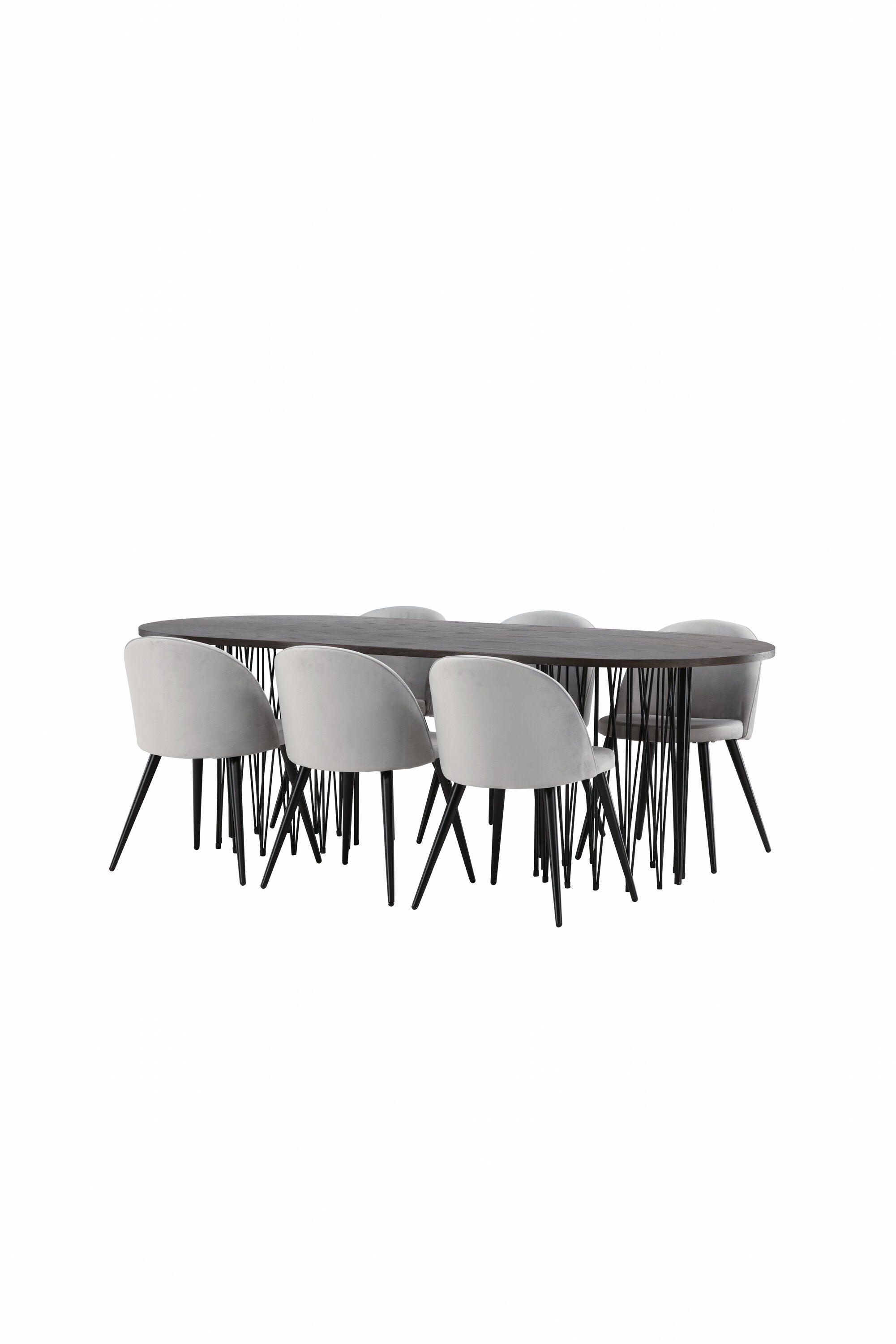 Stone Esszimmerset + Velvet 220cm/6St. in Schwarzgrau präsentiert im Onlineshop von KAQTU Design AG. Esszimmerset ist von Venture Home