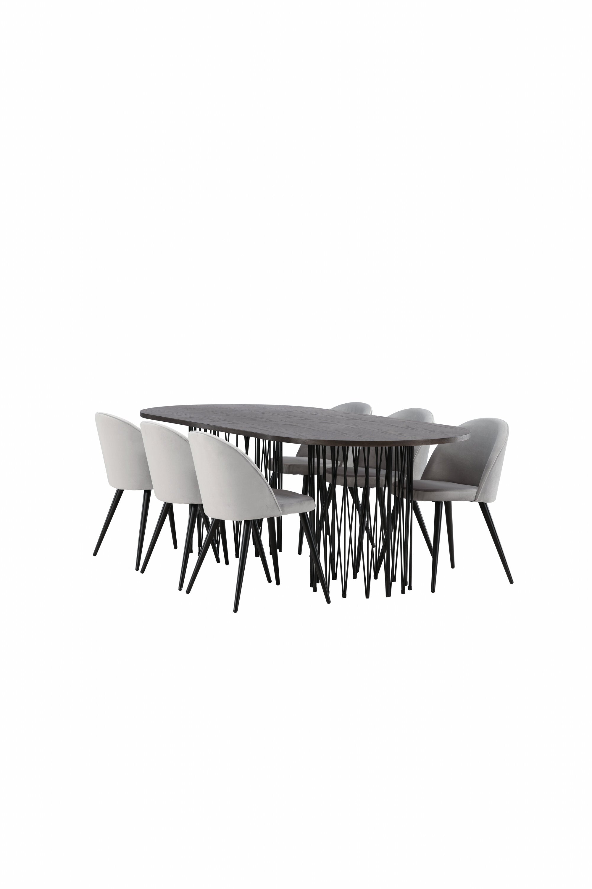 Stone Esszimmerset + Velvet 220cm/6St. in Schwarzgrau präsentiert im Onlineshop von KAQTU Design AG. Esszimmerset ist von Venture Home