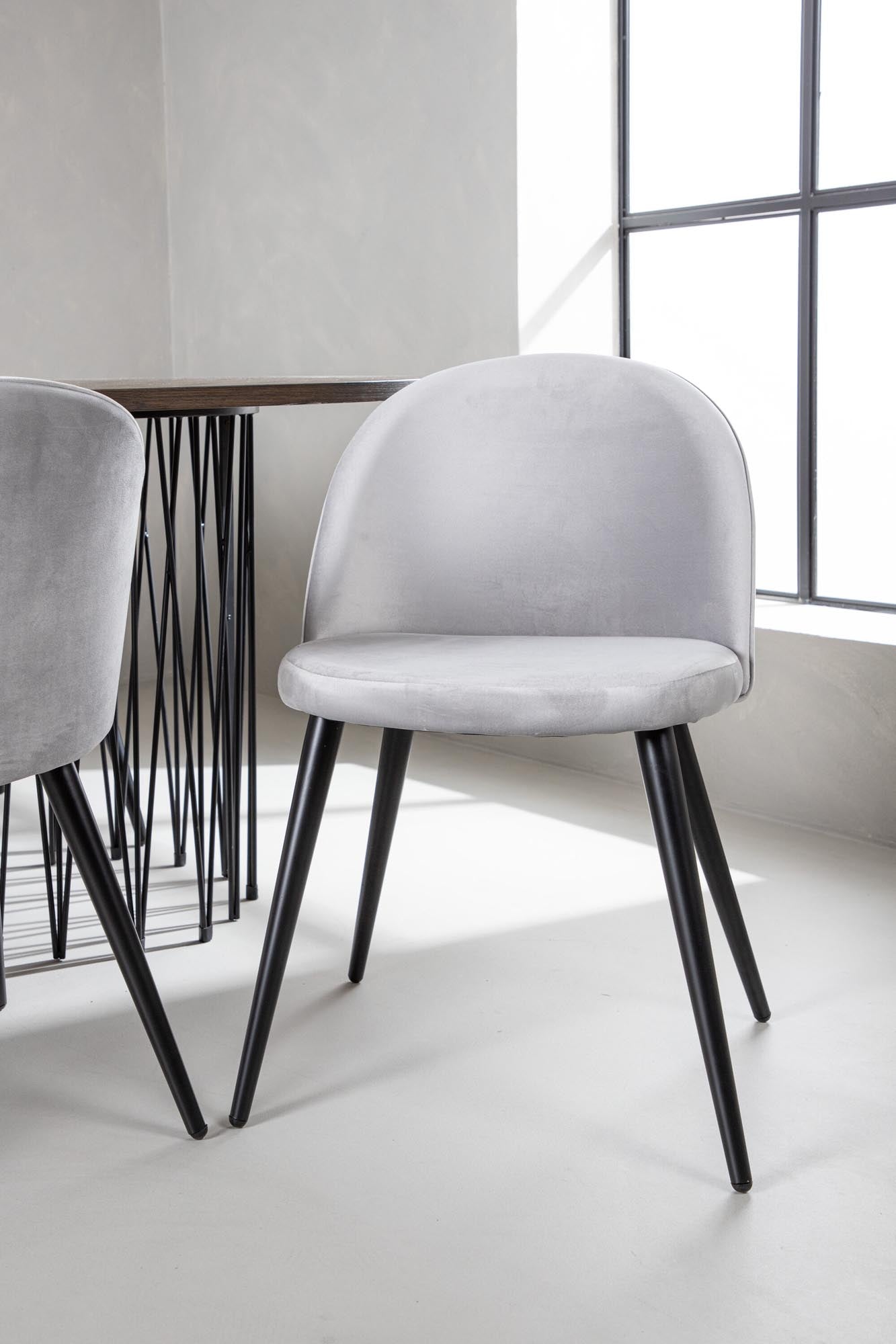 Modernes Stone Esszimmerset 220cm mit 6 bequemen Velvet Stühlen.