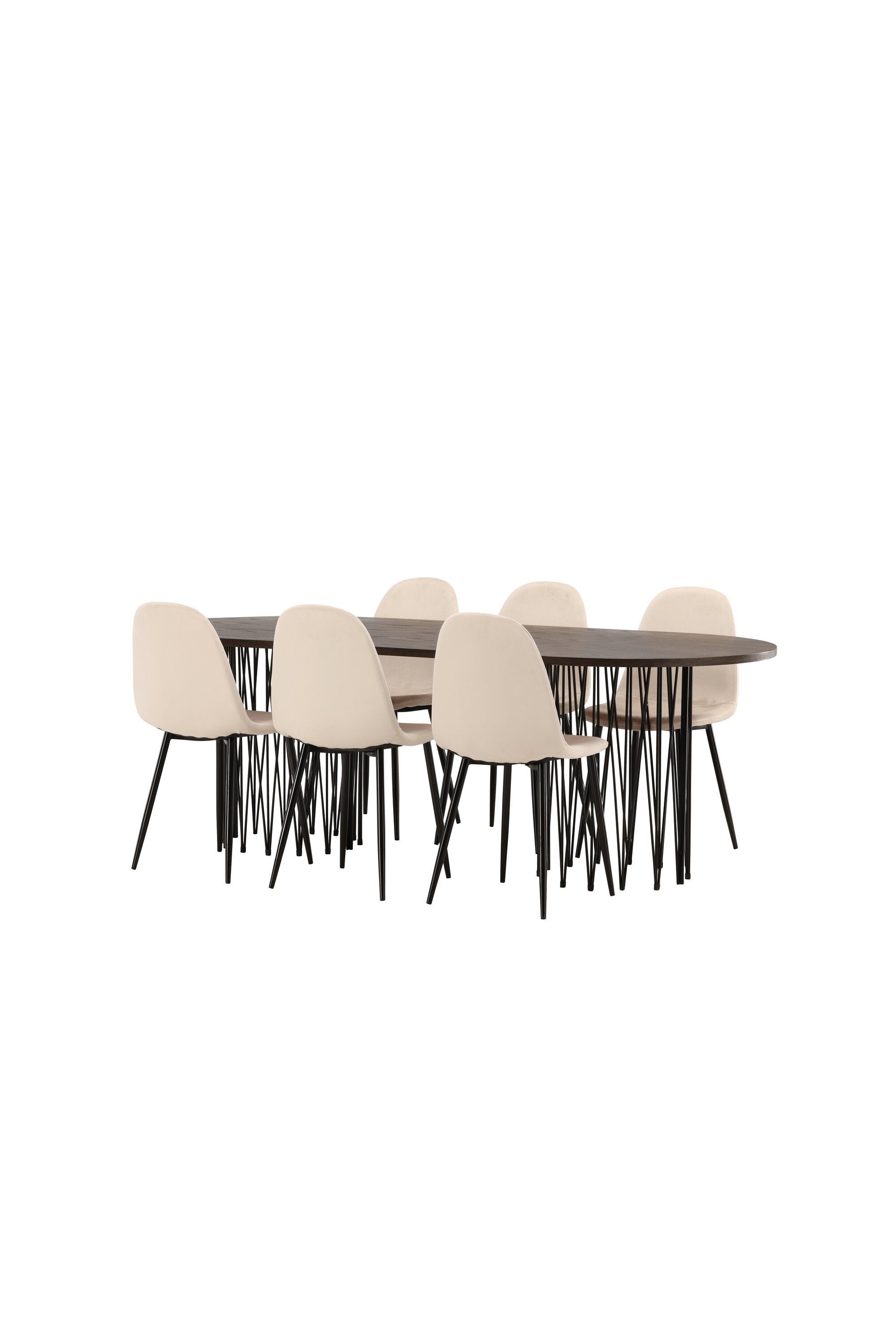 Stone Esszimmerset + Polar 220cm/6St. in Beige, Schwarz präsentiert im Onlineshop von KAQTU Design AG. Esszimmerset ist von Venture Home