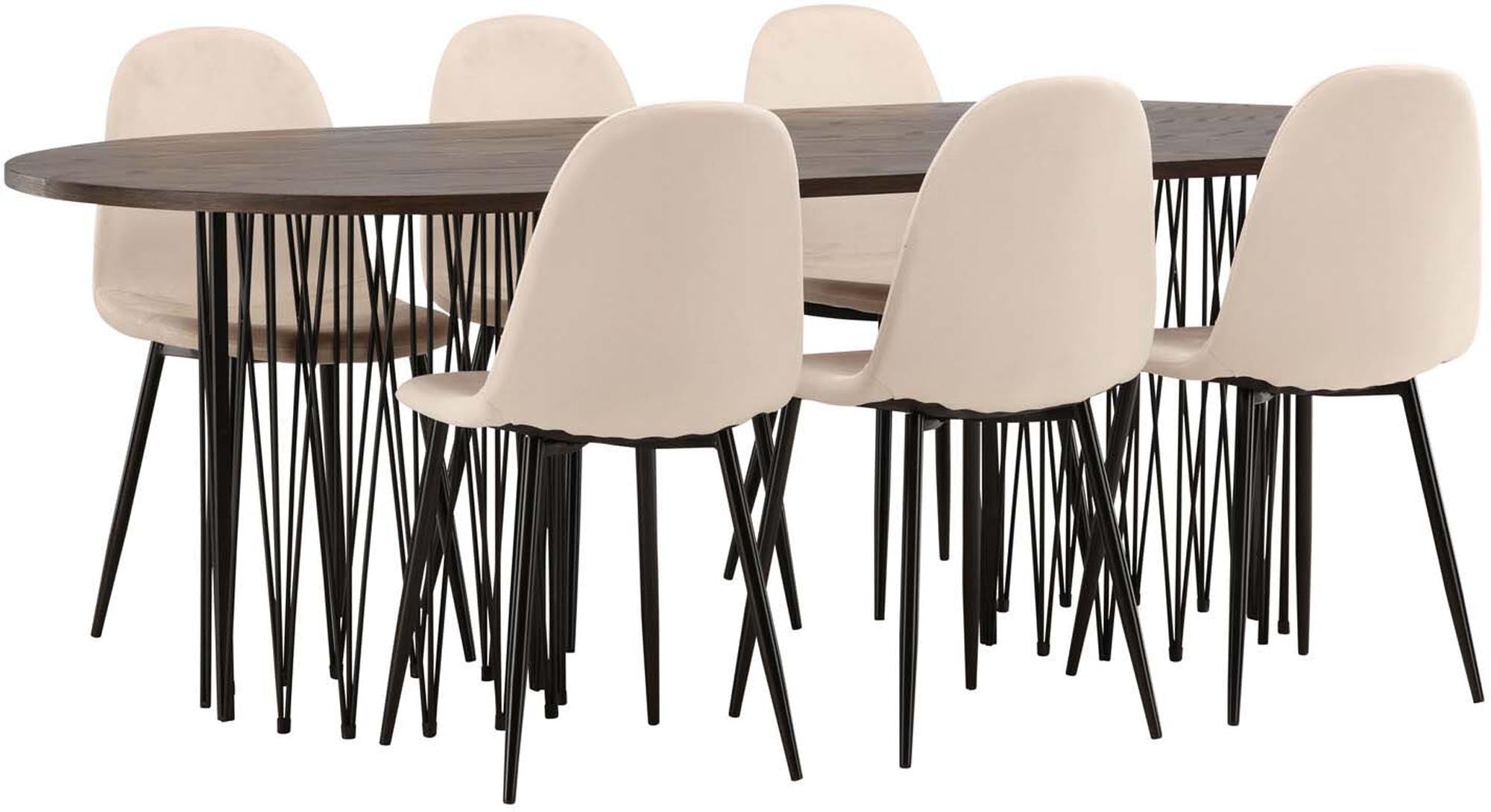 Luxuriöses Stone Esszimmerset 220cm mit 6 Stühlen von Venture Home.