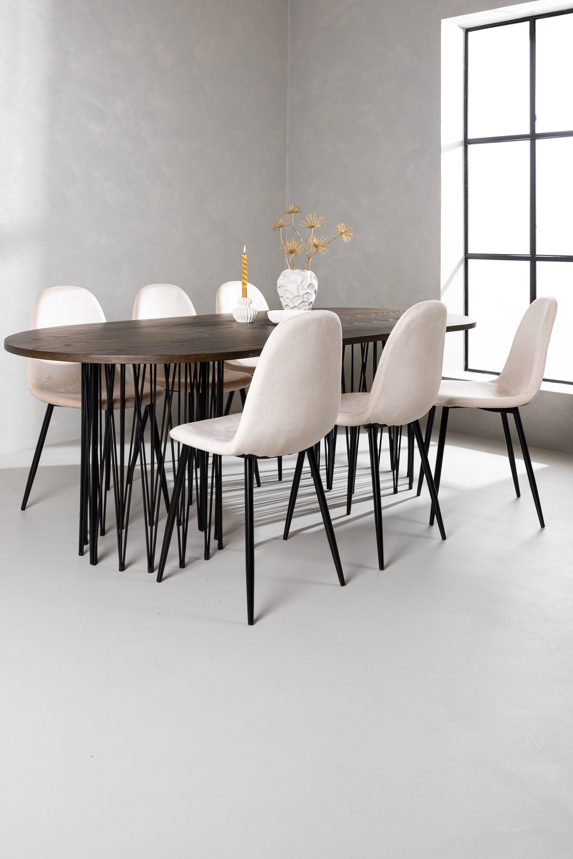Stone Esszimmerset + Polar 220cm/6St. in Beige, Schwarz präsentiert im Onlineshop von KAQTU Design AG. Esszimmerset ist von Venture Home