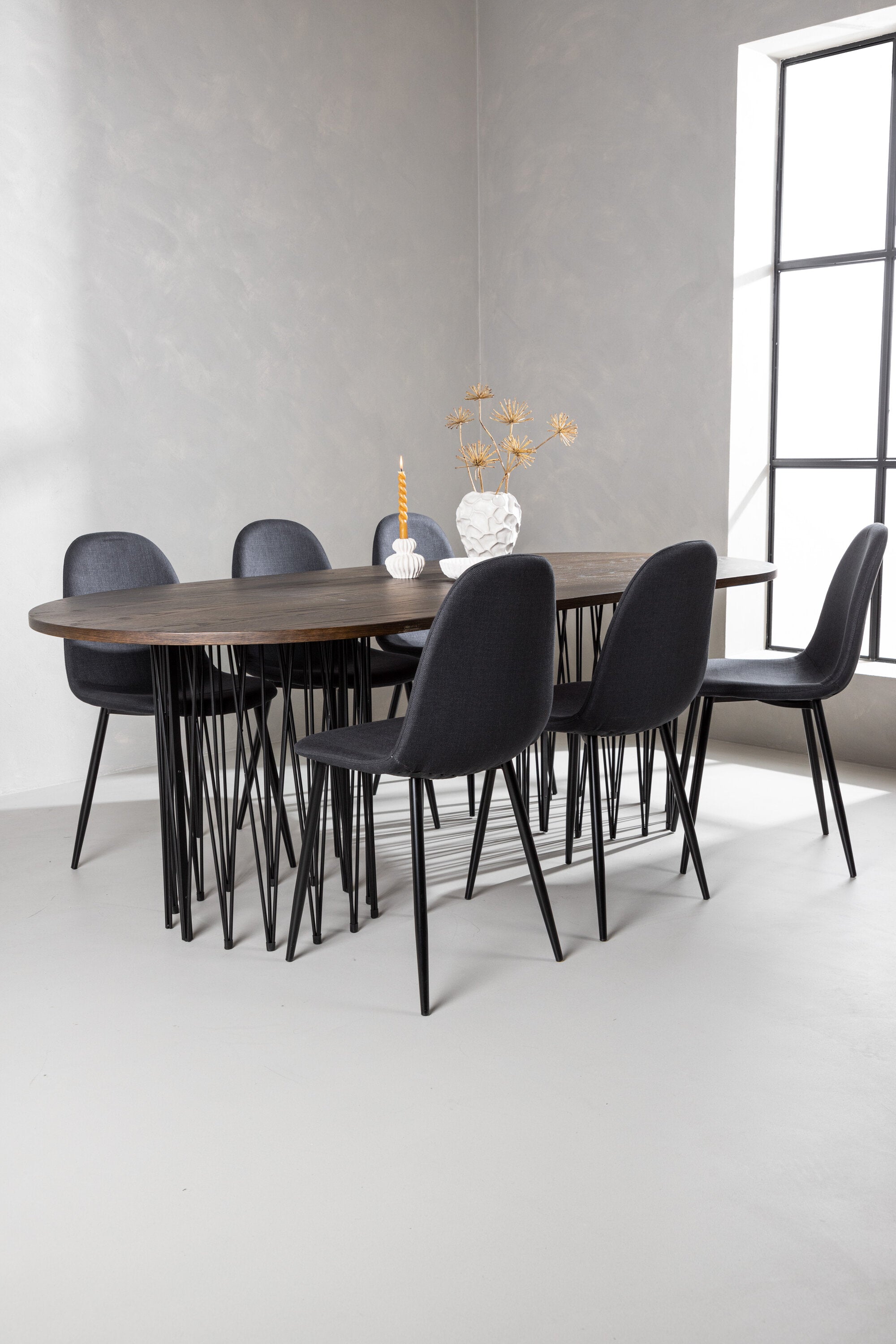 Stone Esszimmerset + Polar 220cm/6St. in Schwarz präsentiert im Onlineshop von KAQTU Design AG. Esszimmerset ist von Venture Home