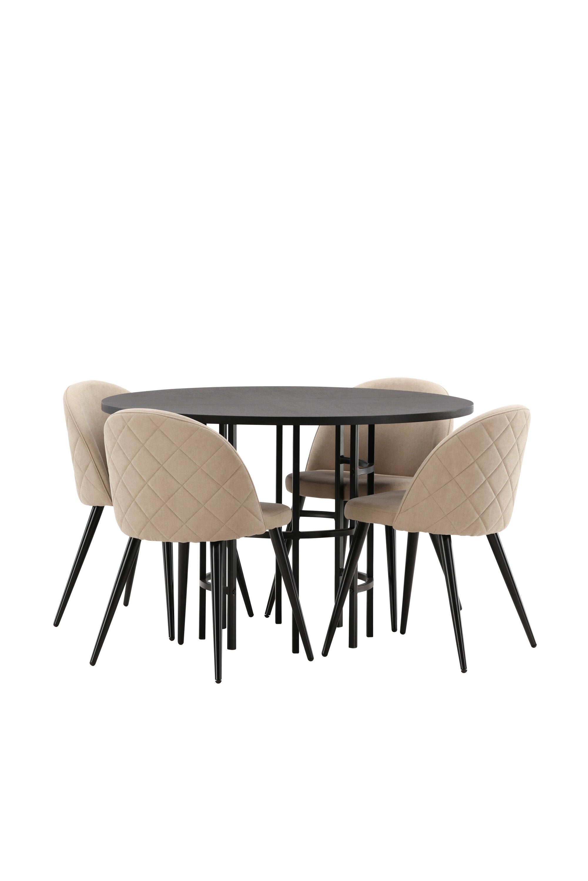 Esszimmerset Copenhagen + Velvet ⌀115cm/4St. in Beige / Schwarz präsentiert im Onlineshop von KAQTU Design AG. Esszimmerset ist von Venture Home