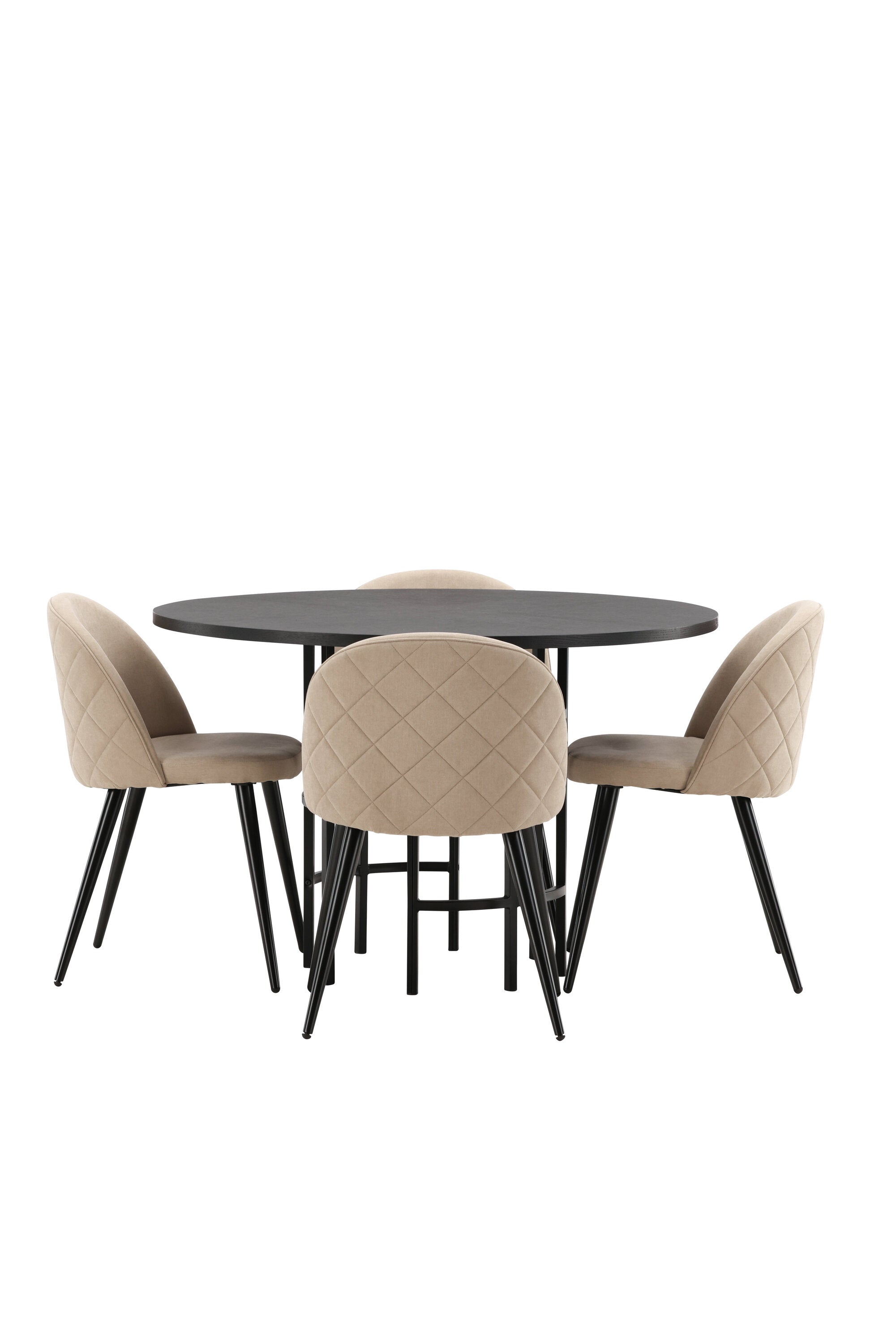 Esszimmerset Copenhagen + Velvet ⌀115cm/4St. in Beige / Schwarz präsentiert im Onlineshop von KAQTU Design AG. Esszimmerset ist von Venture Home