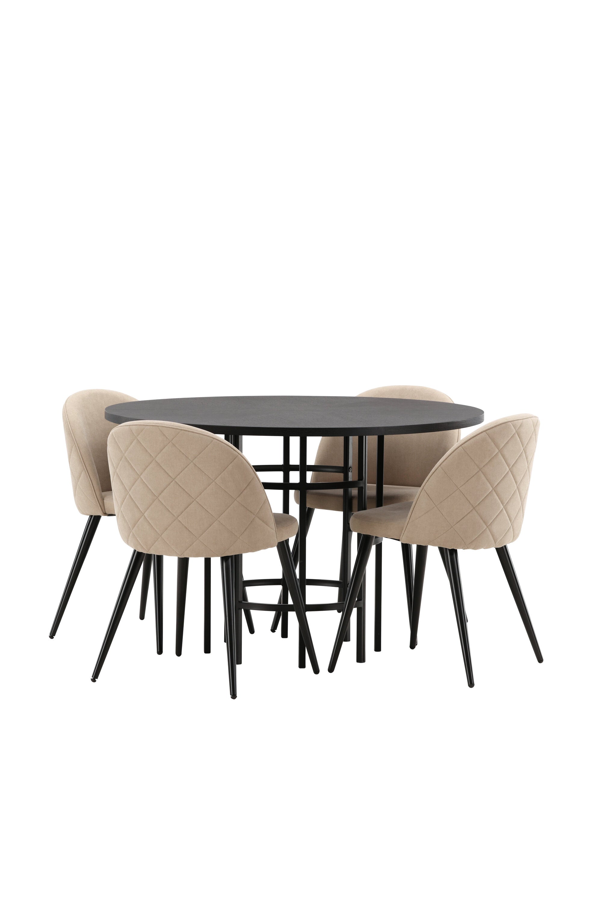 Esszimmerset Copenhagen + Velvet ⌀115cm/4St. in Beige / Schwarz präsentiert im Onlineshop von KAQTU Design AG. Esszimmerset ist von Venture Home