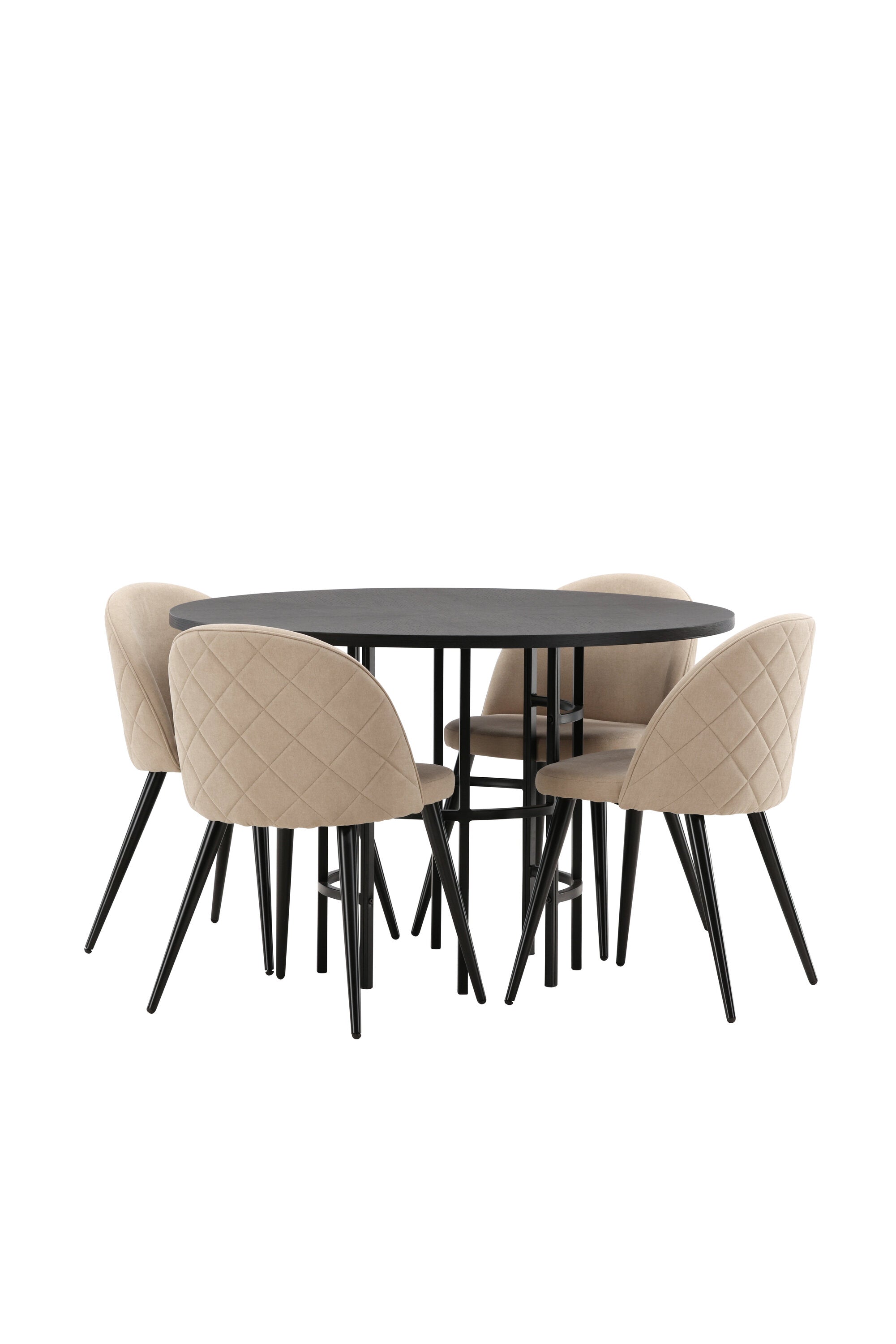 Esszimmerset Copenhagen + Velvet ⌀115cm/4St. in Beige / Schwarz präsentiert im Onlineshop von KAQTU Design AG. Esszimmerset ist von Venture Home
