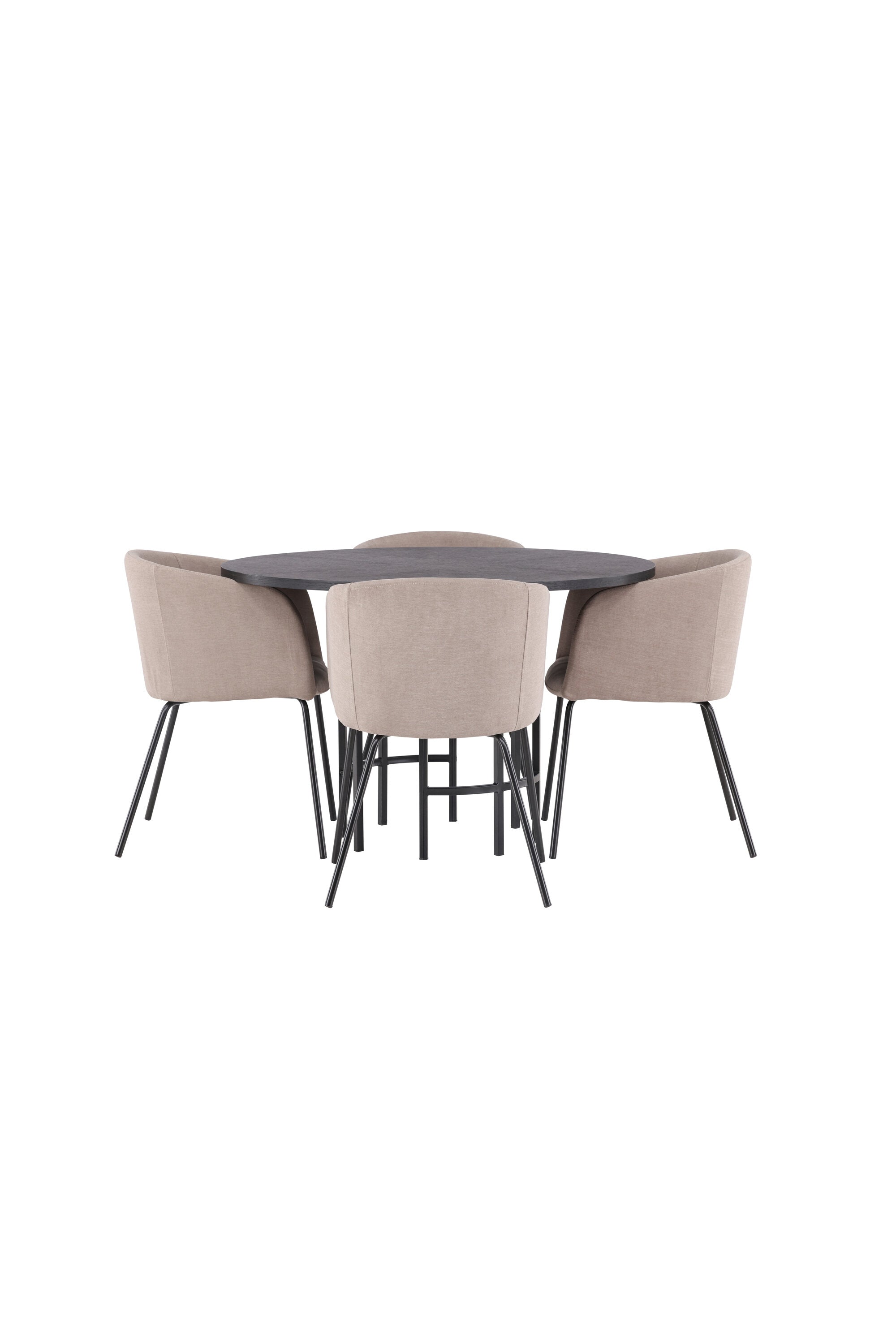 Esszimmerset Copenhagen + Berit ⌀115cm/4St. in Beige dunkel / Schwarz präsentiert im Onlineshop von KAQTU Design AG. Esszimmerset ist von Venture Home