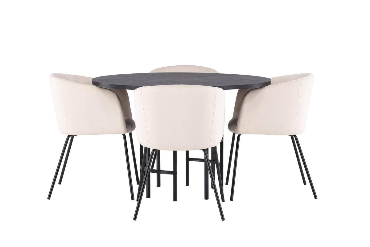 Esszimmerset Copenhagen + Berit ⌀115cm/4St. in Beige dunkel / Schwarz präsentiert im Onlineshop von KAQTU Design AG. Esszimmerset ist von Venture Home