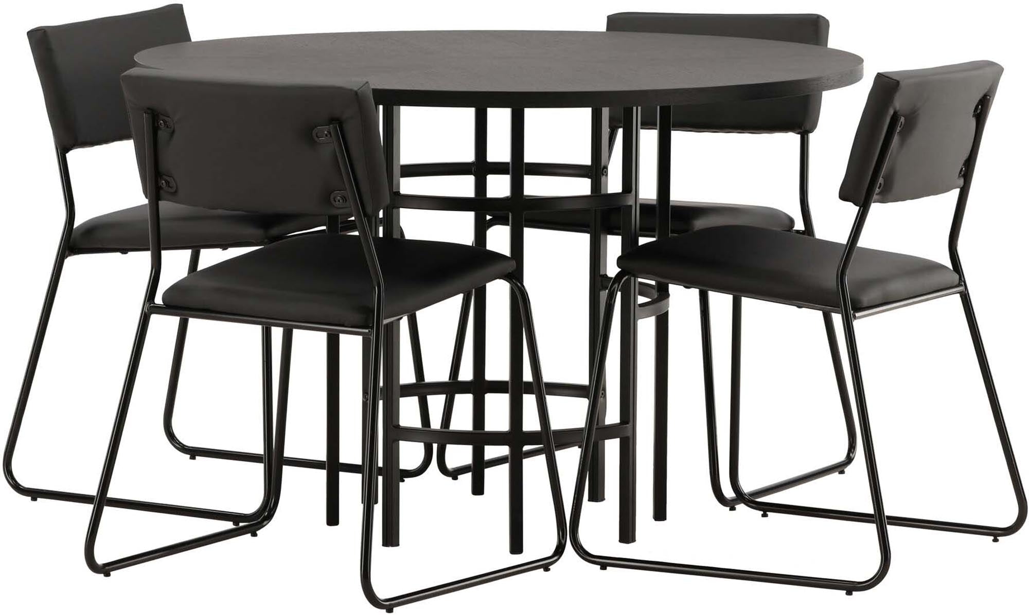 Stylisches Esszimmerset mit runder Tischplatte und bequemen Kenth-Stühlen, ideal für gemütliche Mahlzeiten in modernen Wohnräumen.