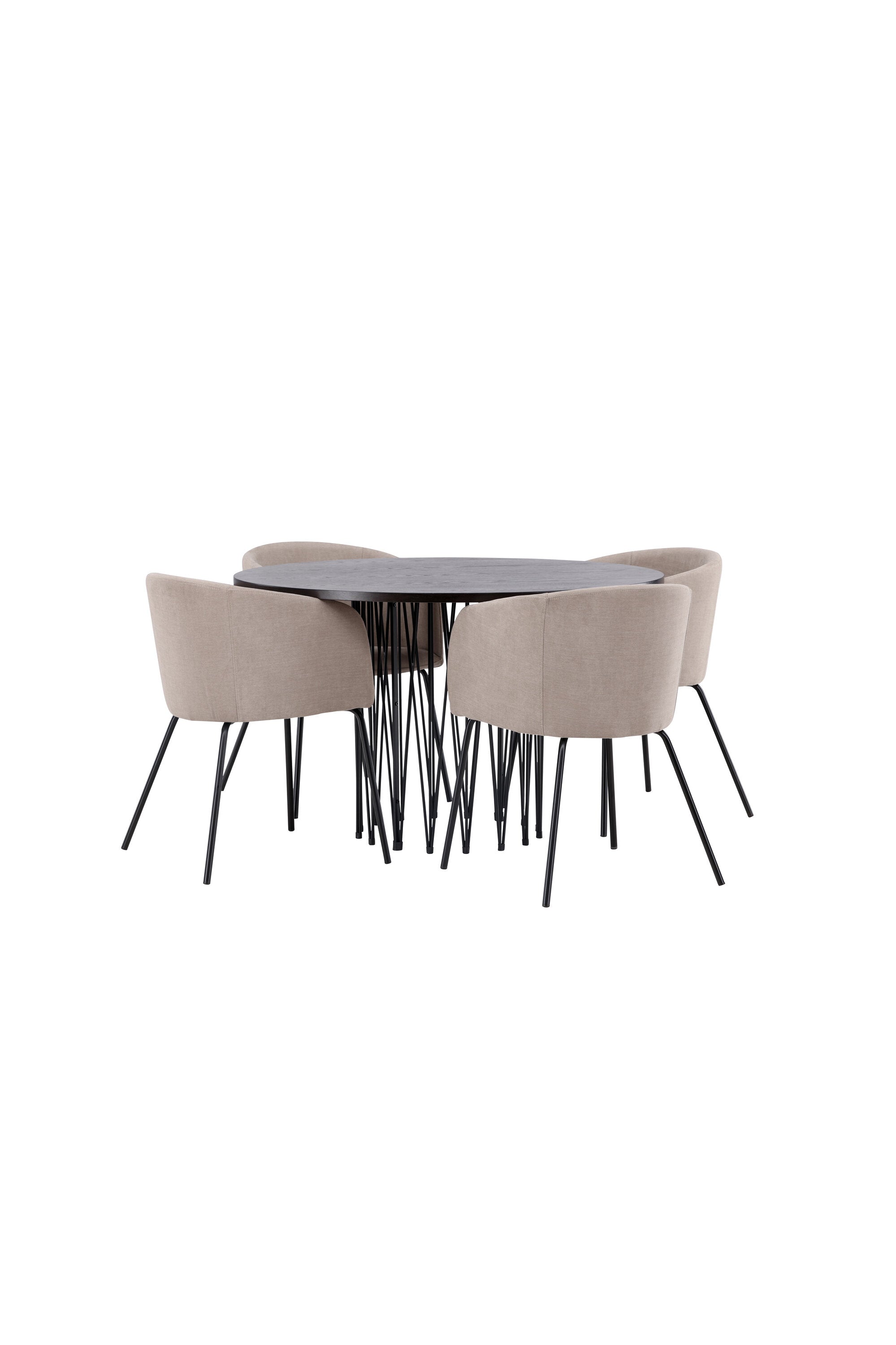 Stone Esszimmerset + Berit ⌀120cm/4St. in Beige, Schwarz präsentiert im Onlineshop von KAQTU Design AG. Esszimmerset ist von Venture Home