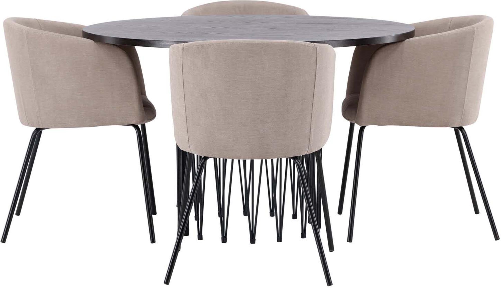 Stilvolles Stone Esszimmerset mit 4 Berit Stühlen, 120cm Tisch.